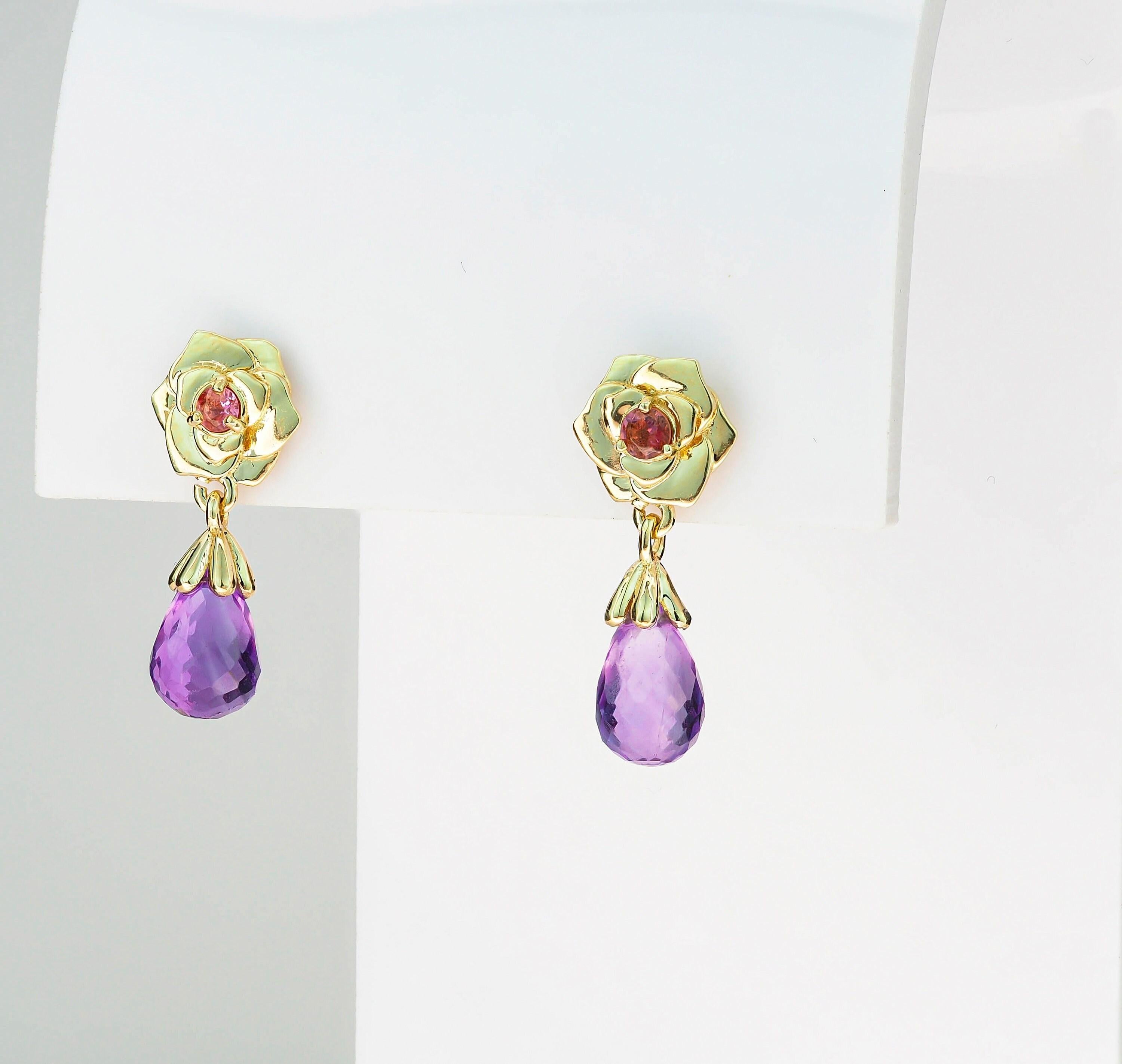 Rose flower earrings studs For Sale 2