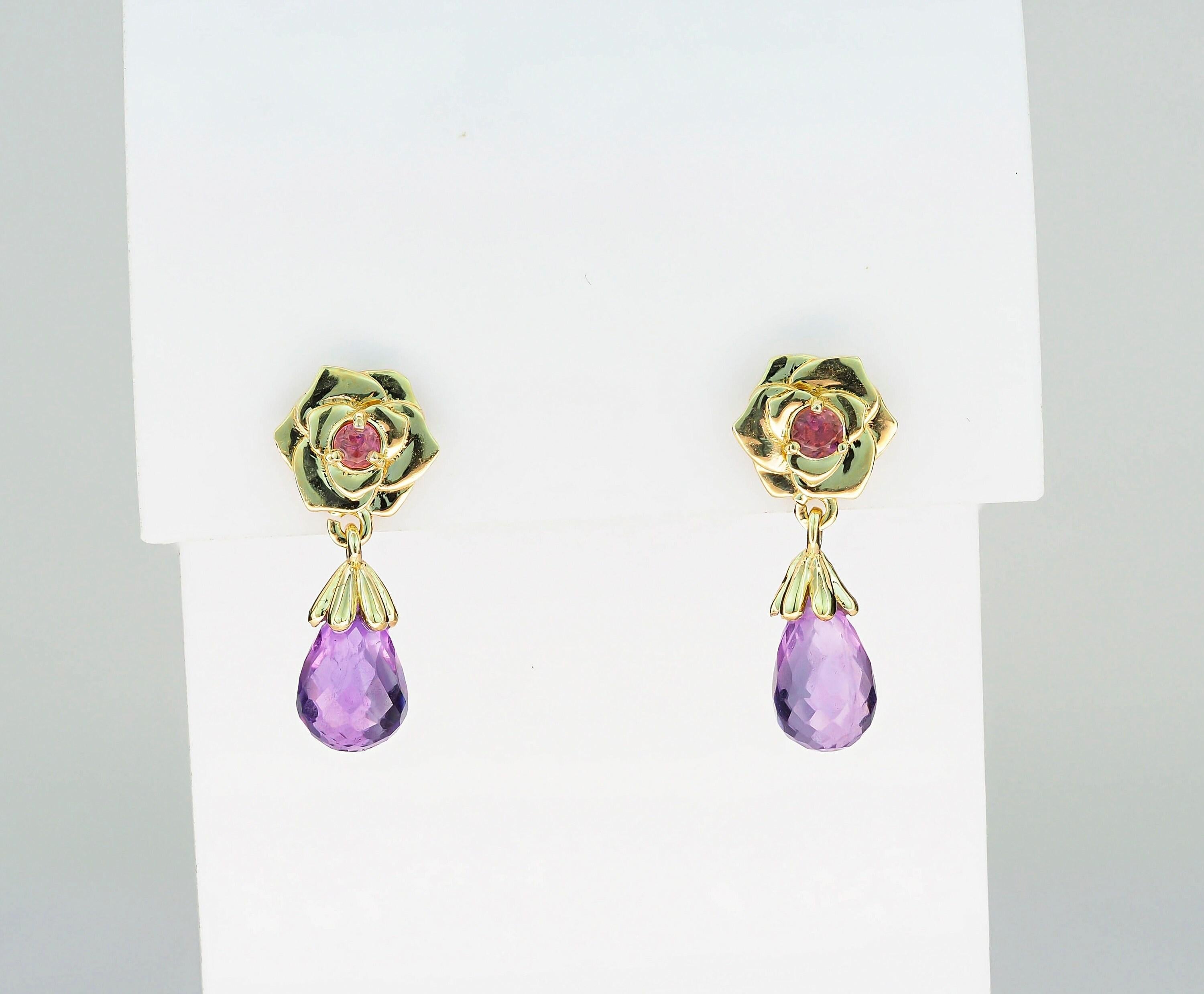 Rose flower earrings studs For Sale 3