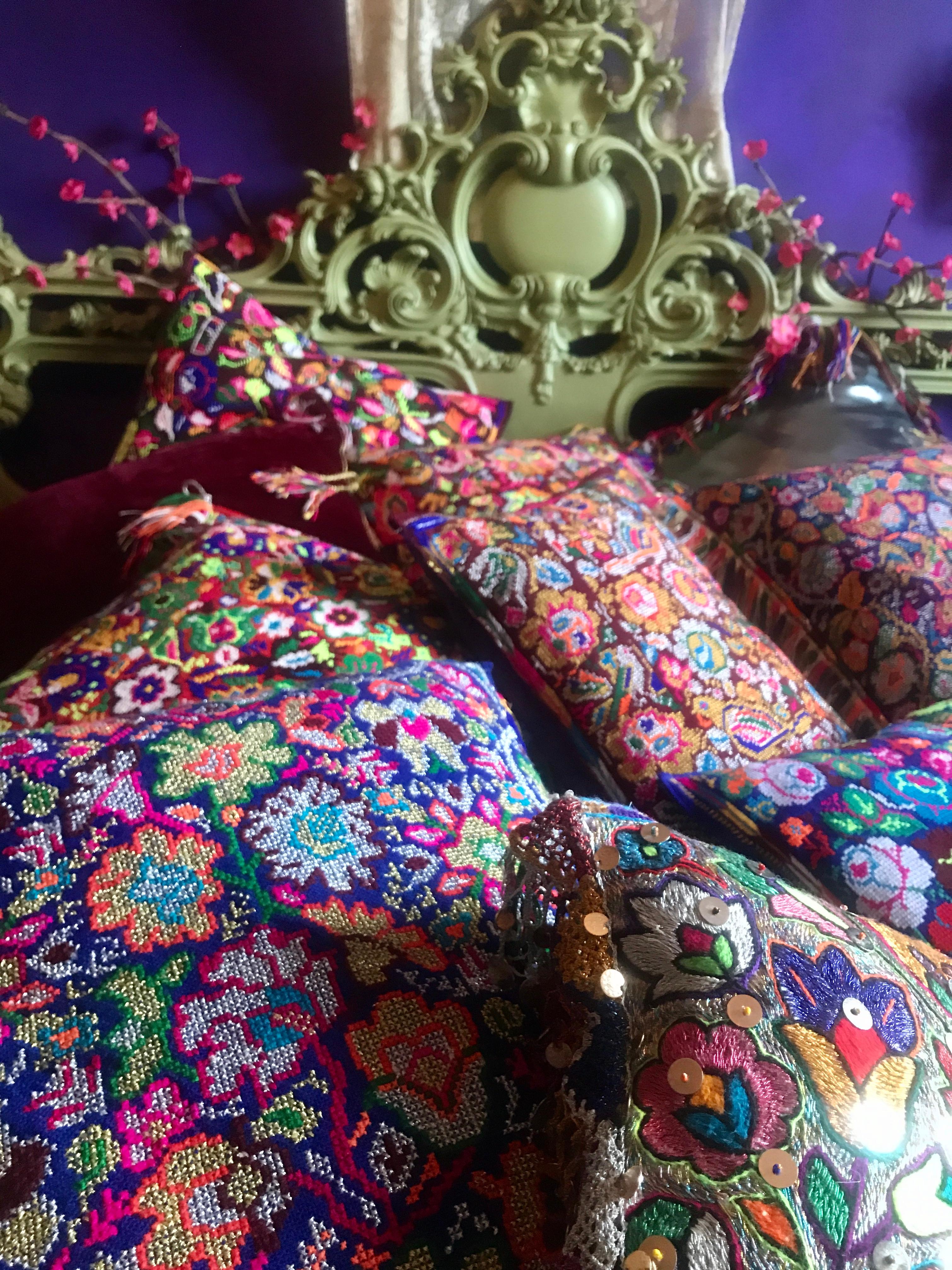 Italian ROSE FOLKTALES - Contemporary Cushion Collection from North Macedonian Textiles  For Sale