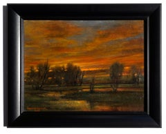 Afterglow - Original Oil Painting with Setting Sun Reflecting Romantic Colors