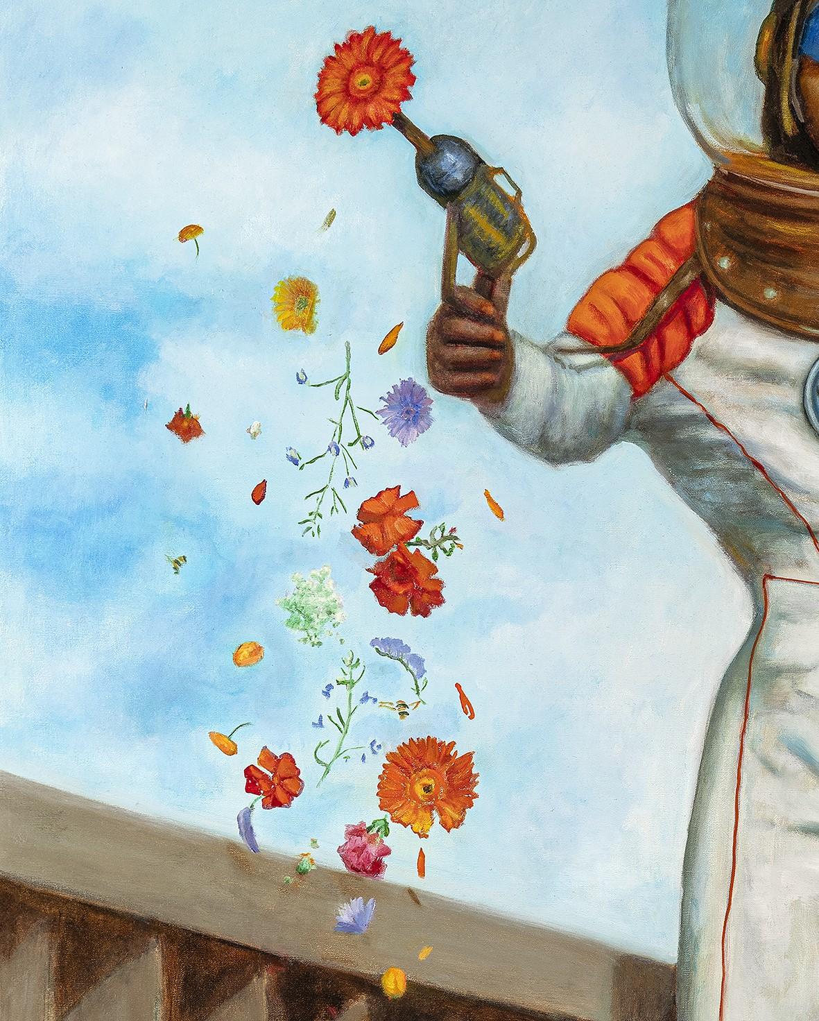 Flower Power with a modern twist.  Artist Rose Freymuth Frazier plays presents 