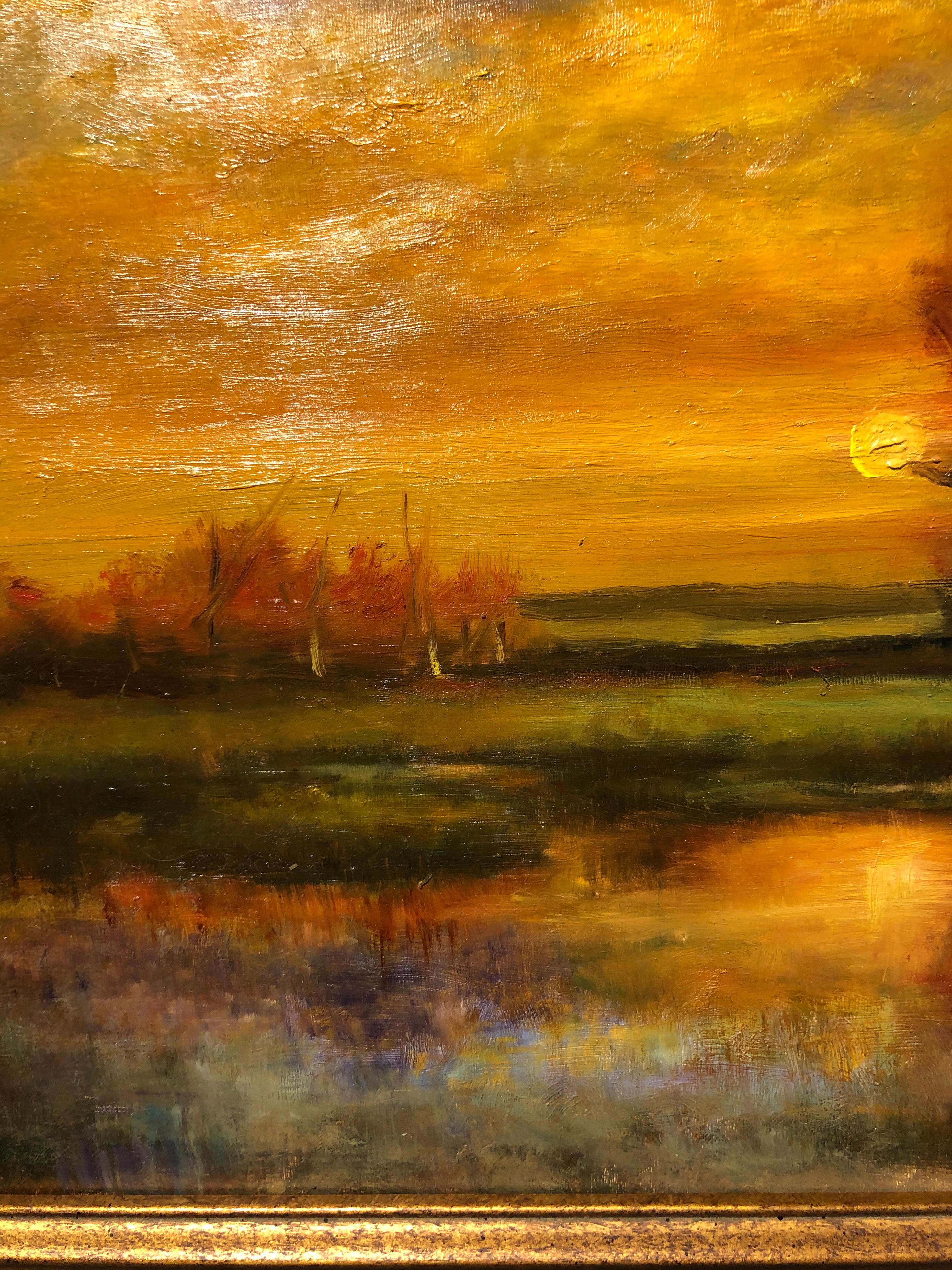 Tangerine Sky  - Original Oil Painting Soft Light Reflecting Romantic Colors 7