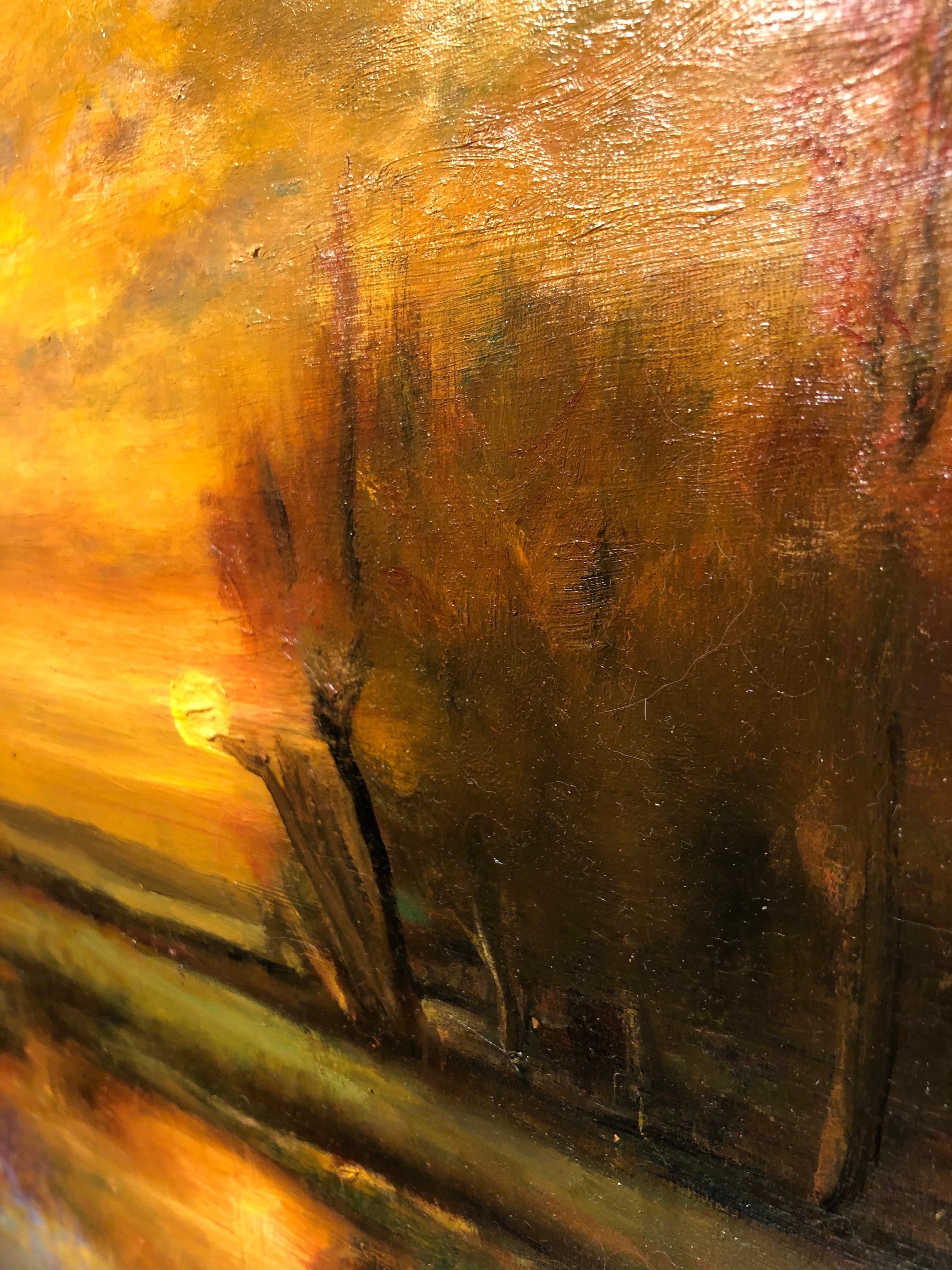 Tangerine Sky  - Original Oil Painting Soft Light Reflecting Romantic Colors 9