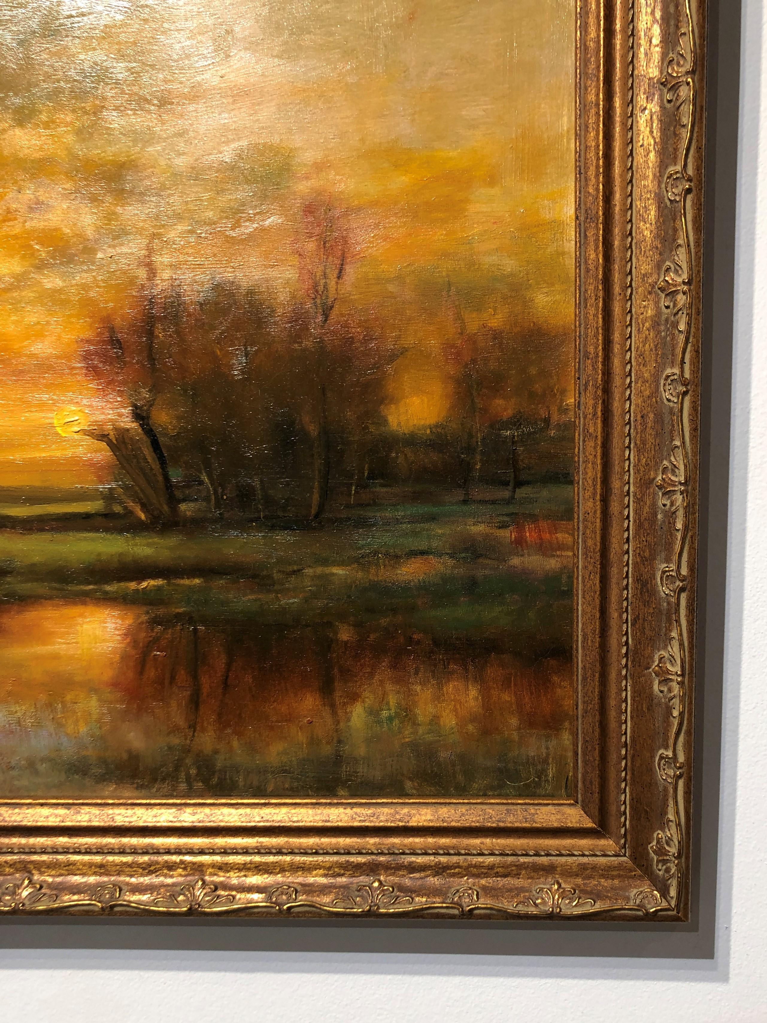 Tangerine Sky  - Original Oil Painting Soft Light Reflecting Romantic Colors 2