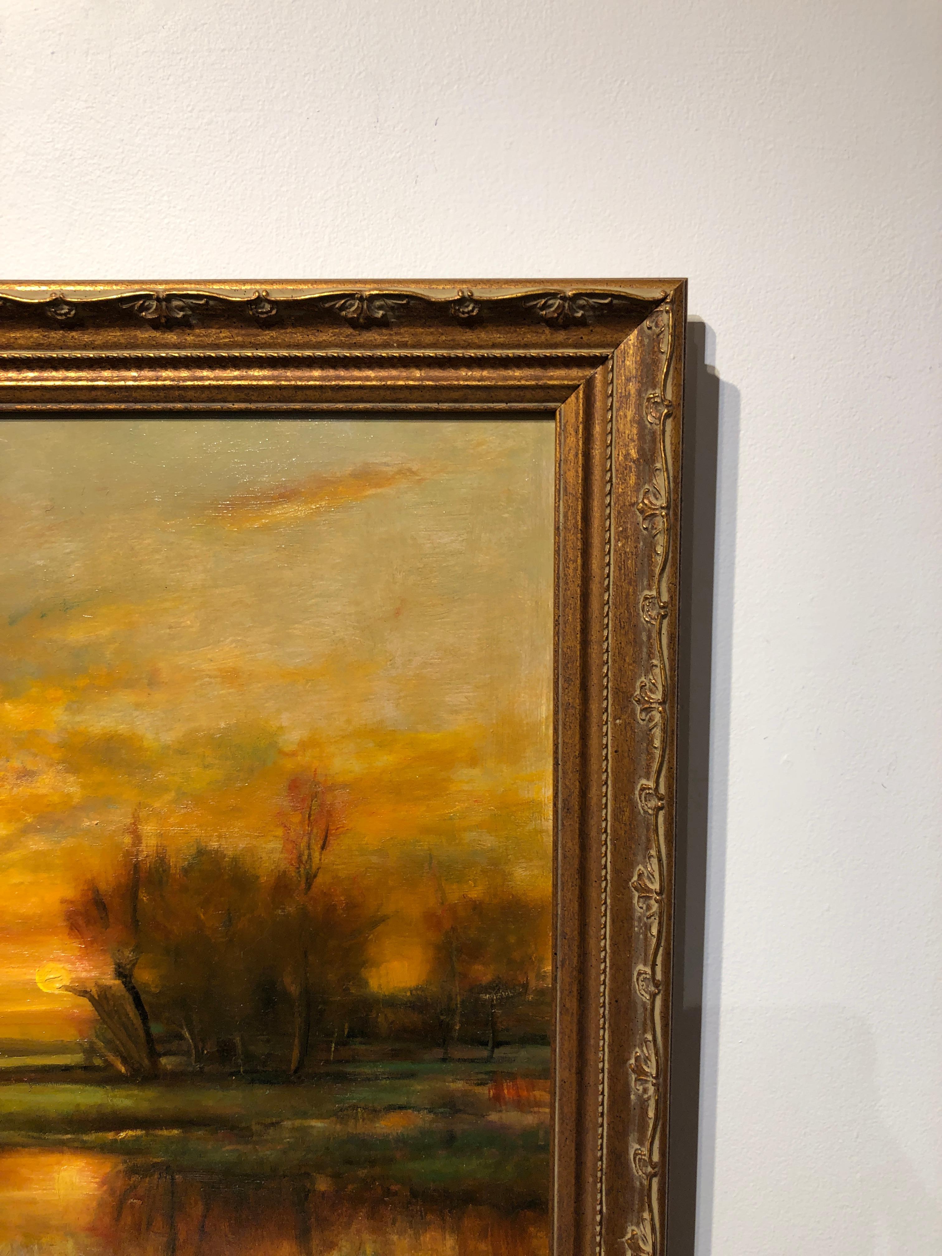 Tangerine Sky  - Original Oil Painting Soft Light Reflecting Romantic Colors 3