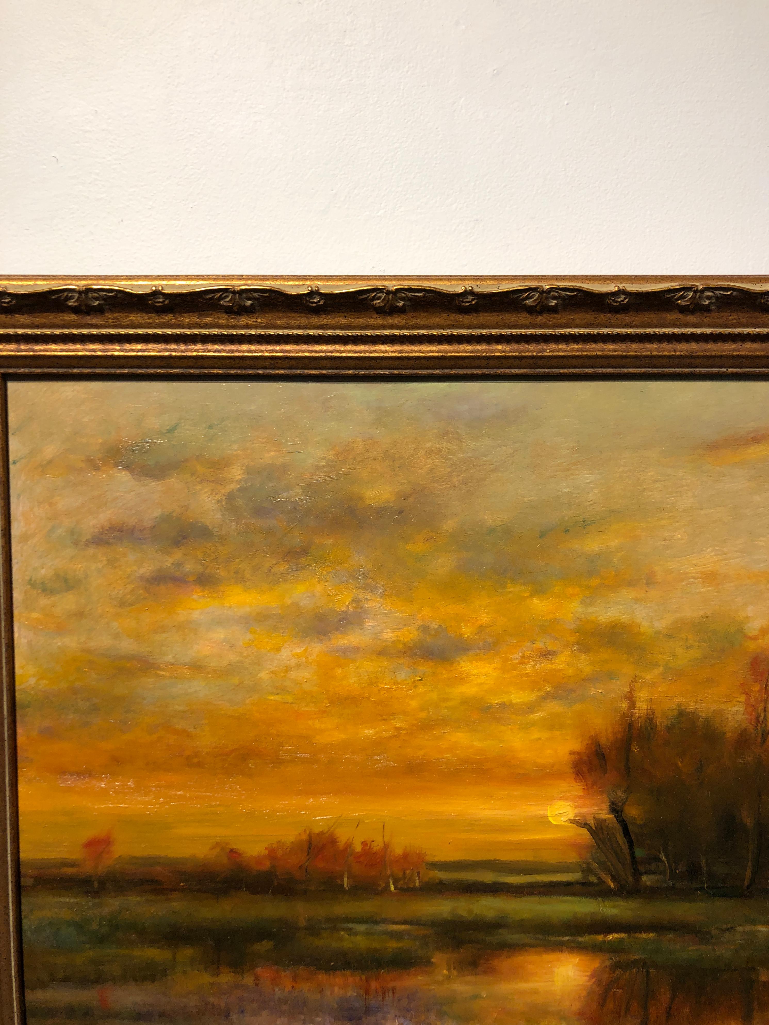 Tangerine Sky  - Original Oil Painting Soft Light Reflecting Romantic Colors 4