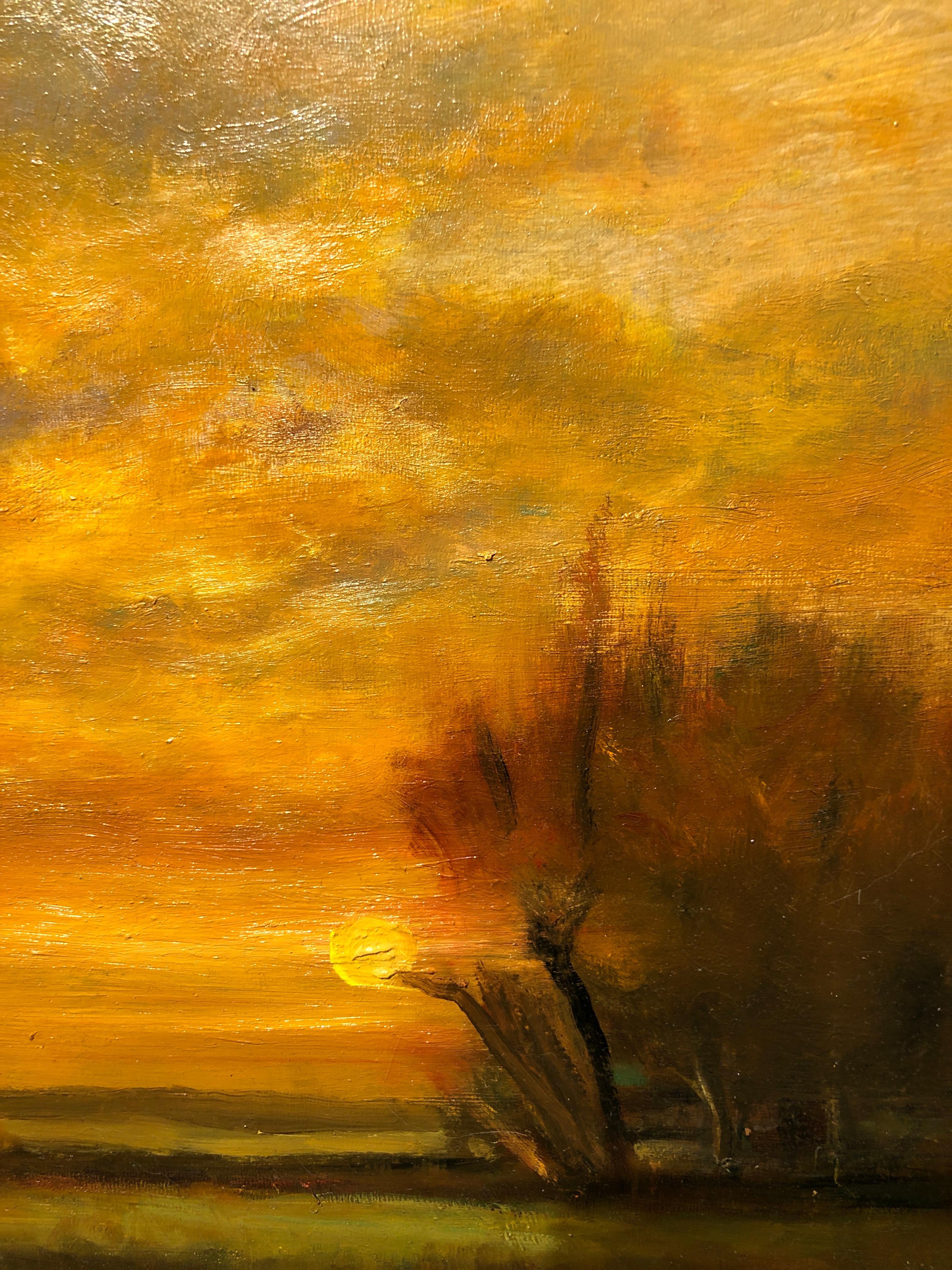 Tangerine Sky  - Original Oil Painting Soft Light Reflecting Romantic Colors 6