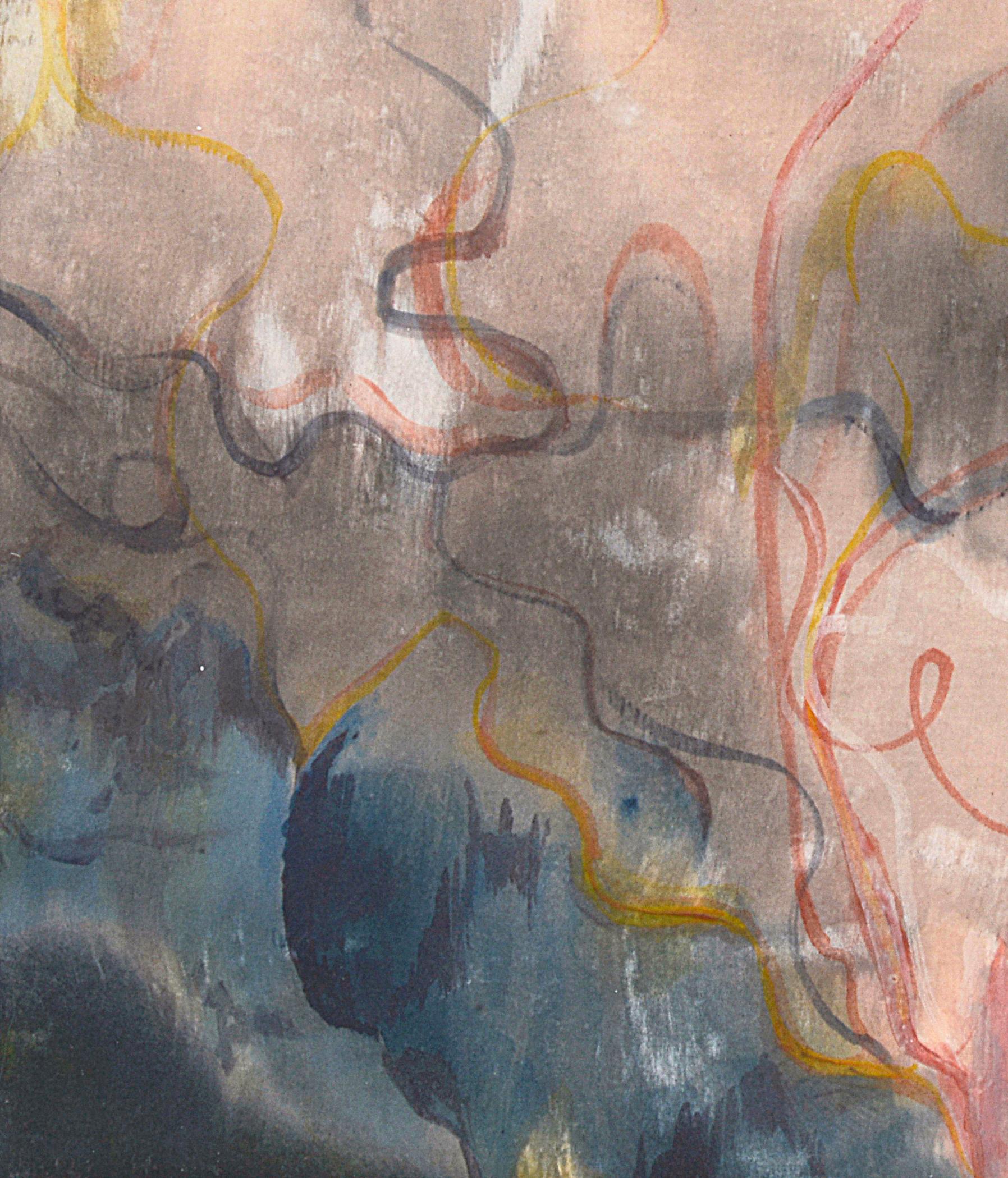 La Esencia - Pintura expresionista abstracta de paisaje sobre seda, 2024 - Painting de Rose Fulbright