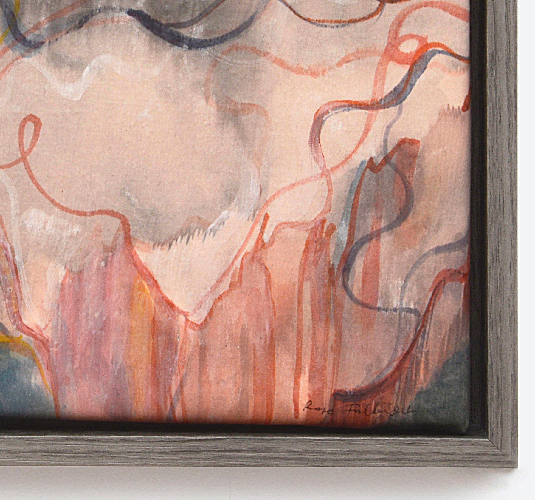 La Esencia - Pintura expresionista abstracta de paisaje sobre seda, 2024 - Figurative Painting Marrón de Rose Fulbright