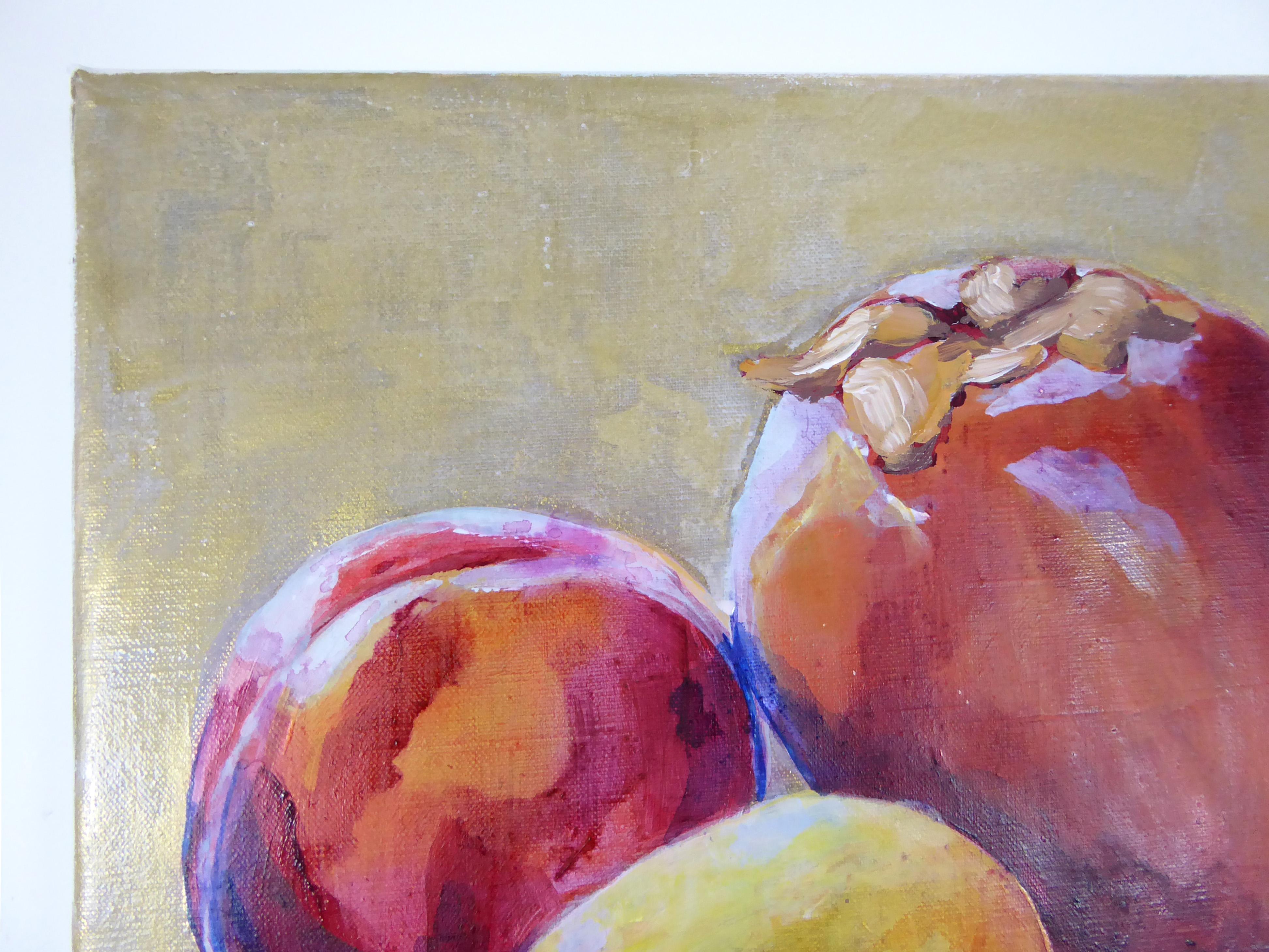 Natura morta con cachi - Pittura espressionista contemporanea, 2023 - Painting di Rose Fulbright