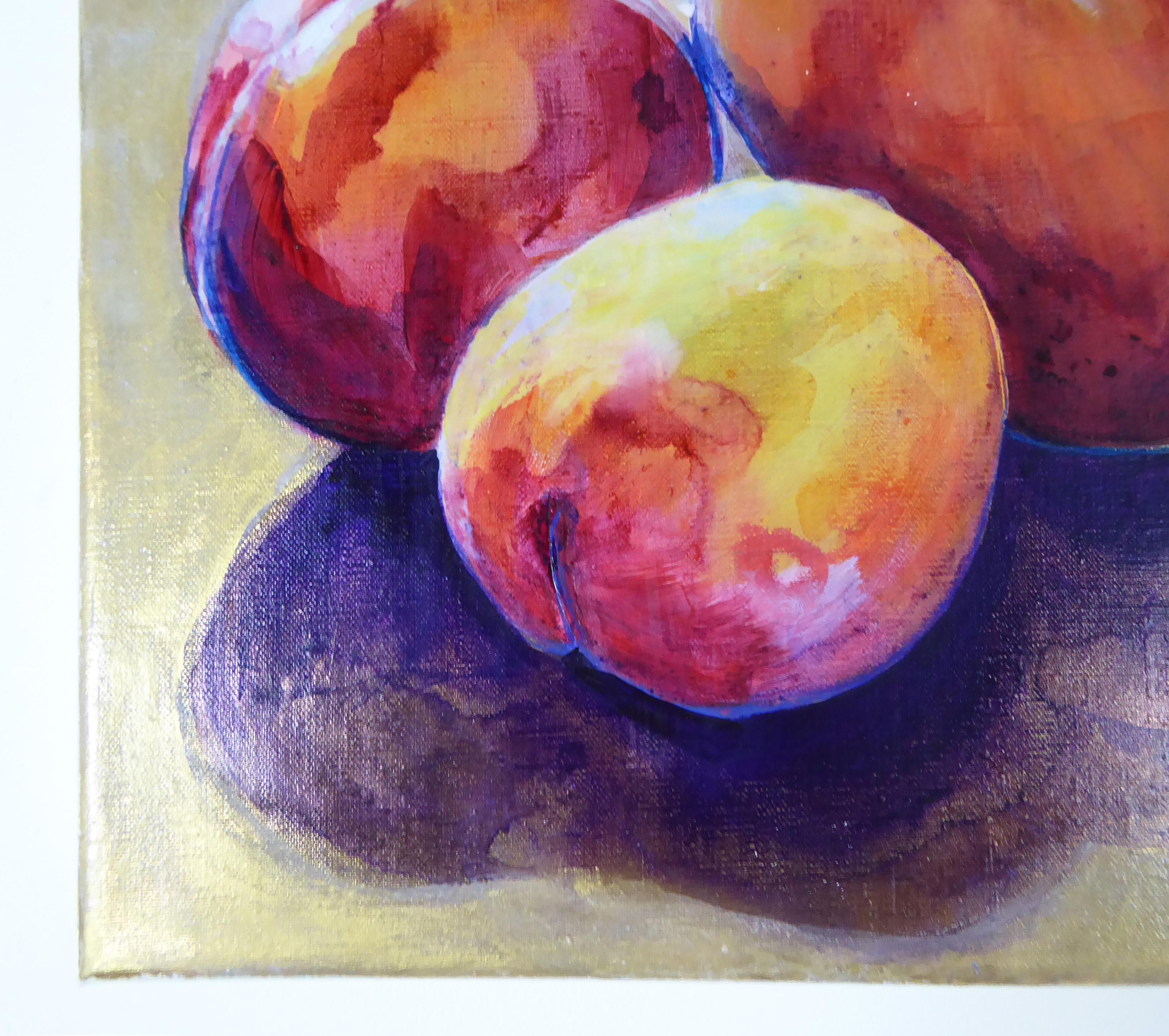 Natura morta con cachi - Pittura espressionista contemporanea, 2023 - Painting Contemporaneo di Rose Fulbright