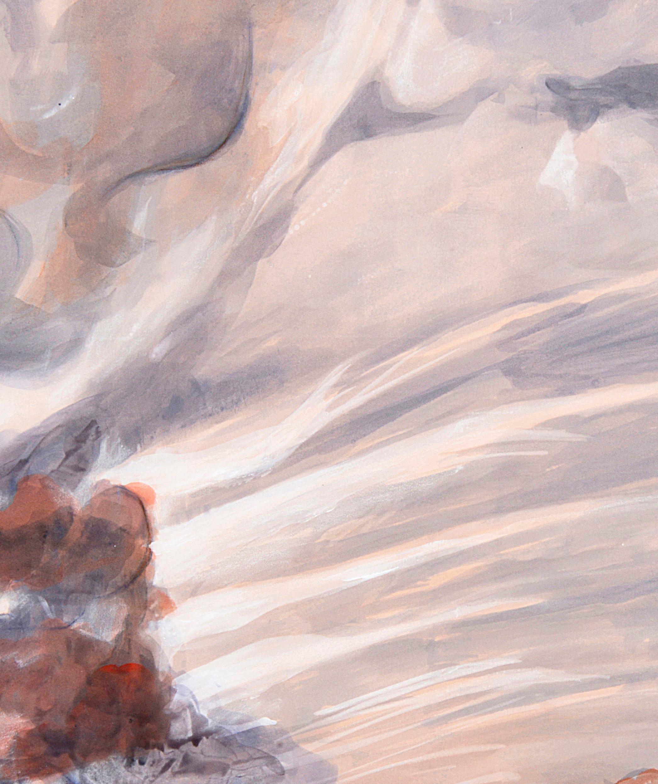 Treads of Light - Pittura espressionista contemporanea del cielo su seta, 2024 - Painting di Rose Fulbright