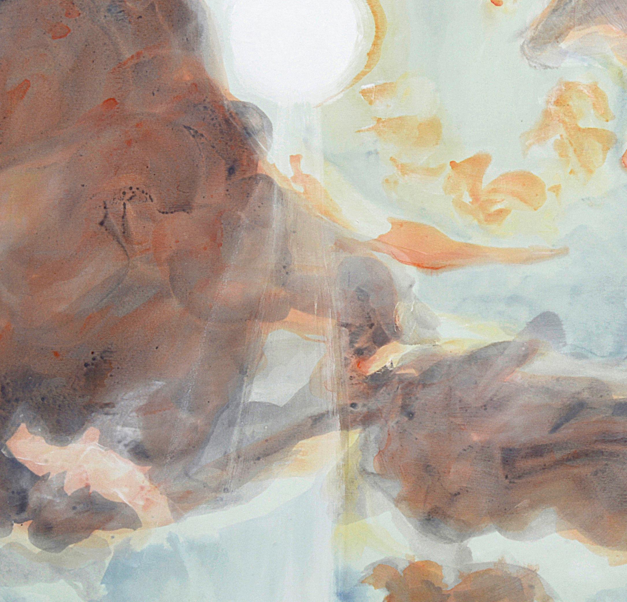 El Sol, El Cielo II - Pintura Expresionista Contemporánea del Paisaje Celeste sobre Seda 2024 - Painting Contemporáneo de Rose Fulbright