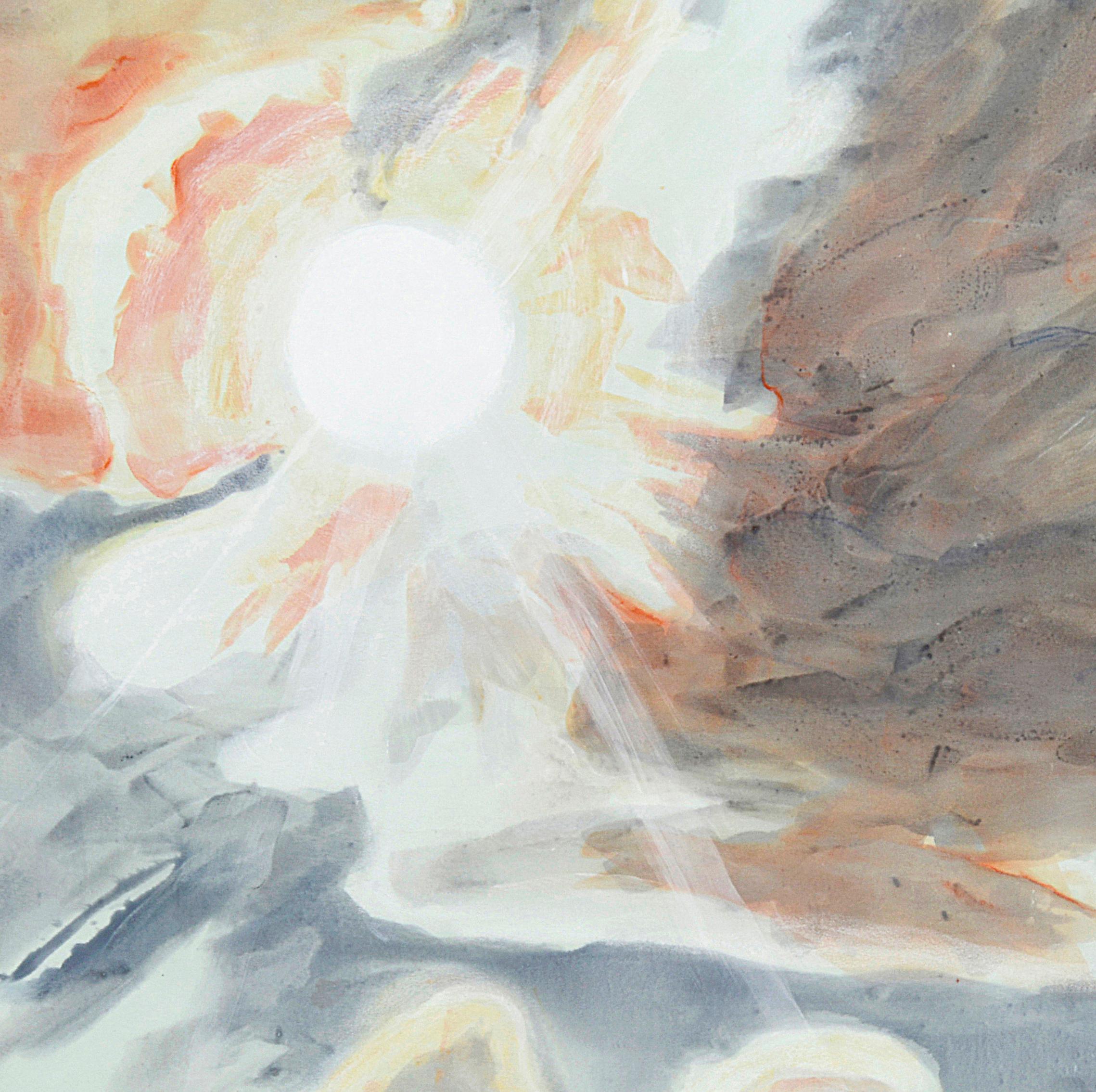 El sol, el cielo I - Pintura expresionista contemporánea sobre seda, 2024 - Painting Contemporáneo de Rose Fulbright