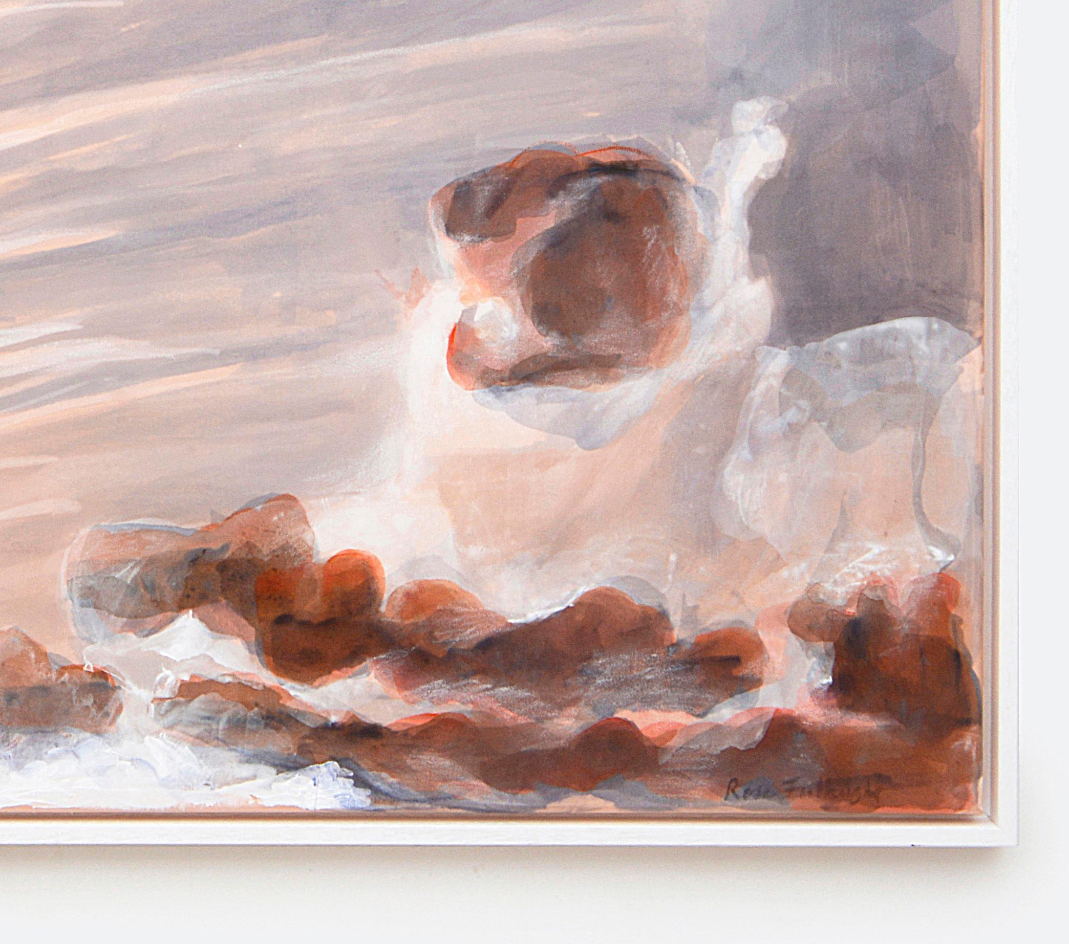 Threads of Light è un dipinto espressionista contemporaneo unico nel suo genere, raffigurante un cielo pieno di nuvole, realizzato in acrilico su raso di seta rosa dall'artista contemporanea britannica Rose Fulbright. 
L'opera è firmata, viene