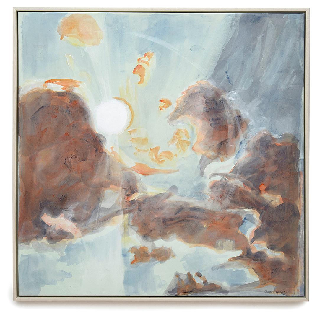 El Sol, El Cielo II - Pintura Expresionista Contemporánea del Paisaje Celeste sobre Seda 2024