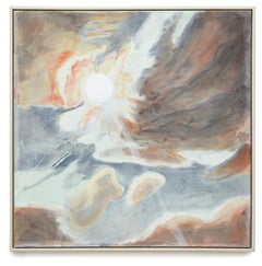 El sol, el cielo I - Pintura expresionista contemporánea sobre seda, 2024