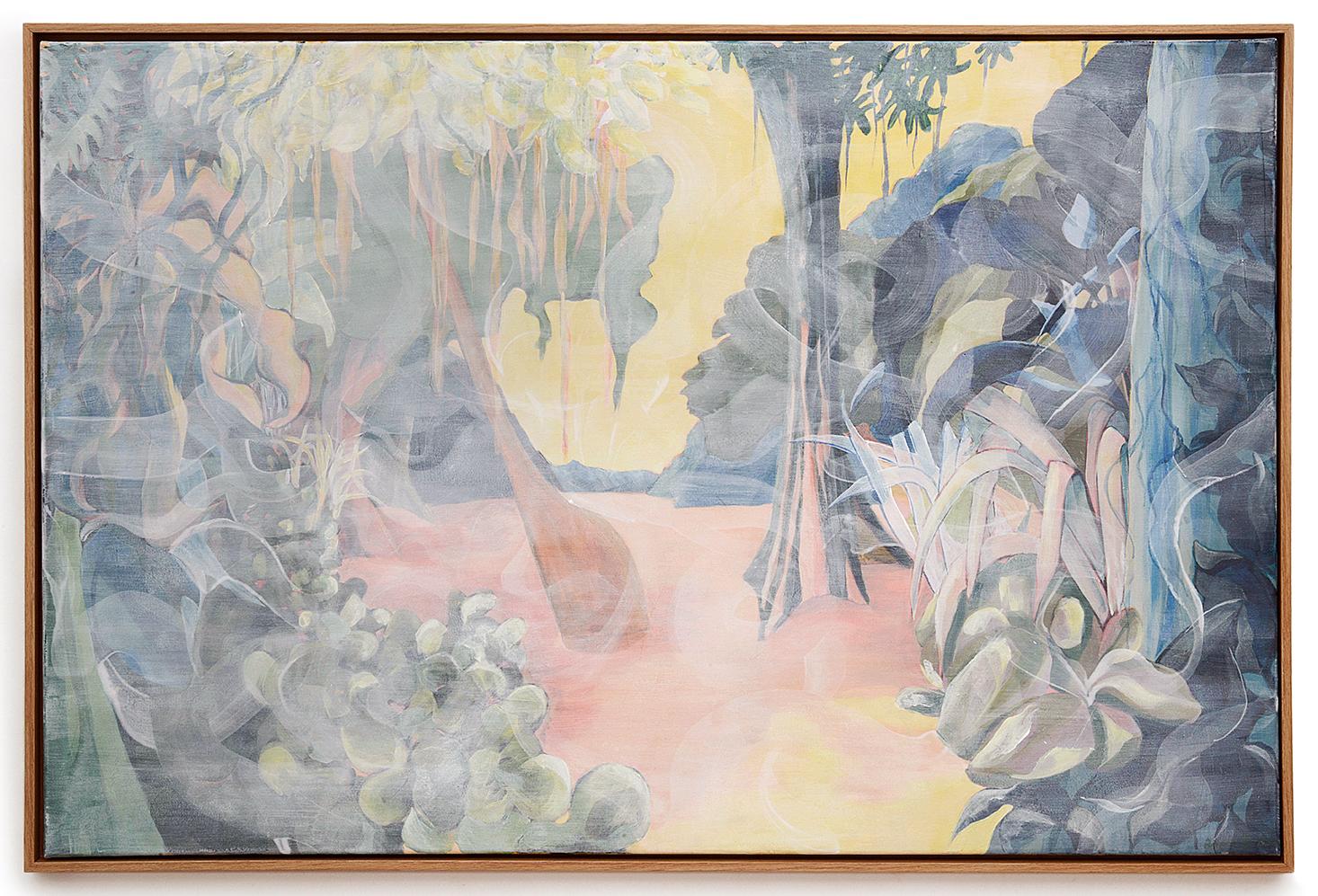 El borde de la jungla - Pintura expresionista contemporánea de un paisaje selvático, 2024 - Painting de Rose Fulbright