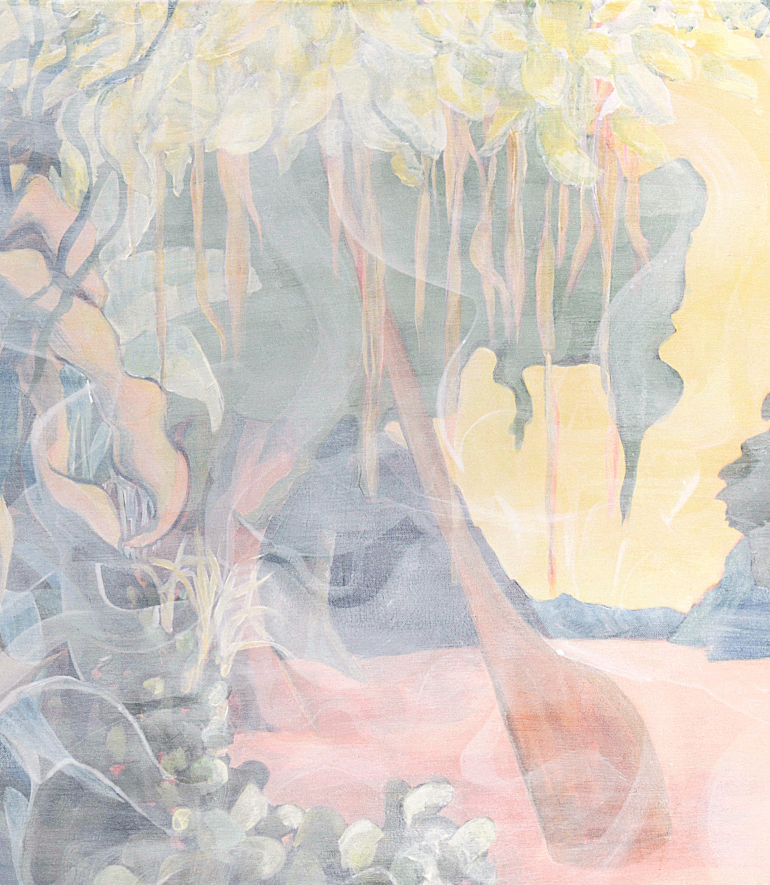 El borde de la jungla - Pintura expresionista contemporánea de un paisaje selvático, 2024 - Painting Contemporáneo de Rose Fulbright