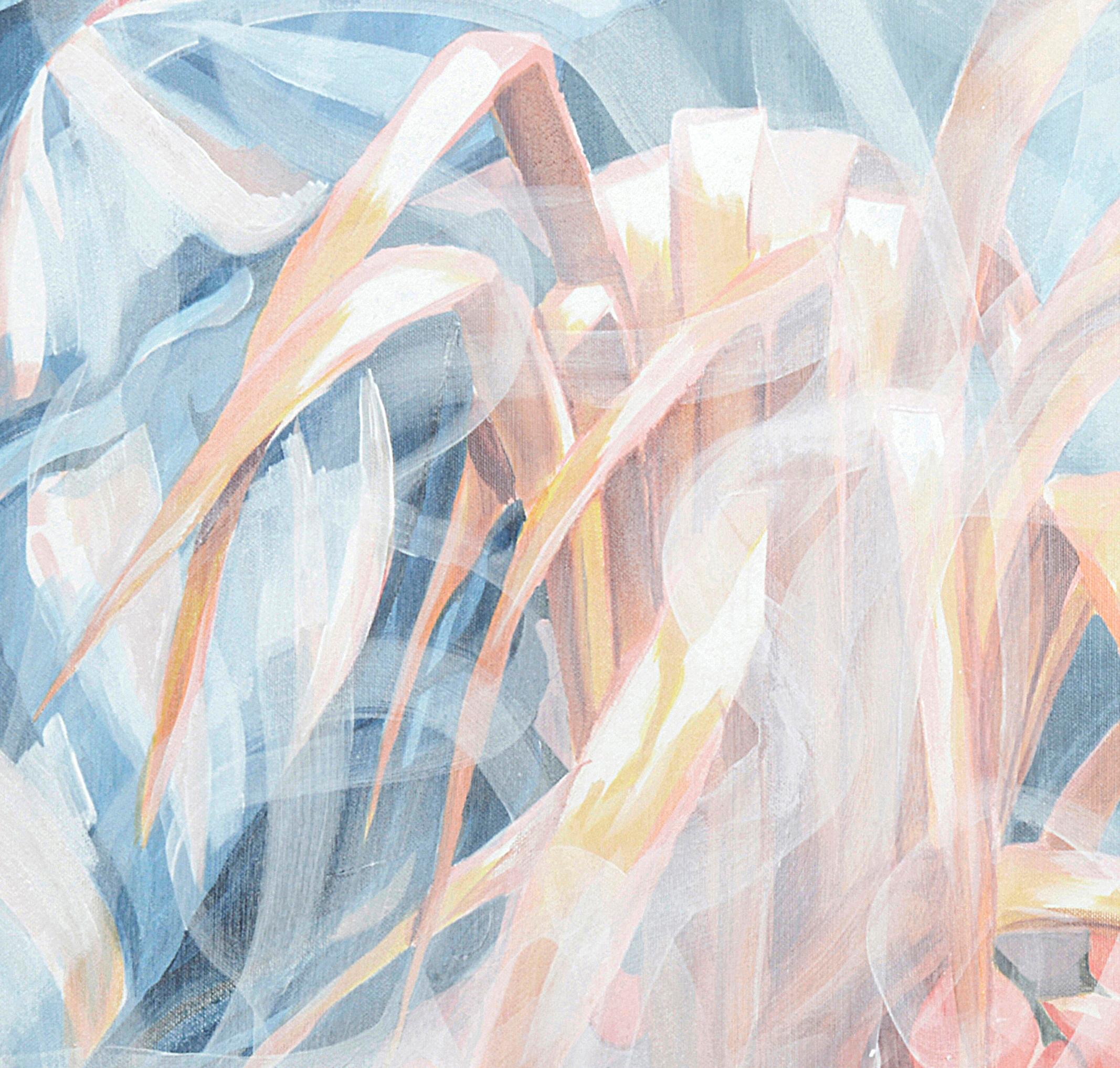 Luz y hojas - Pintura expresionista contemporánea de paisajes selváticos, 2024 - Figurative Painting Gris de Rose Fulbright