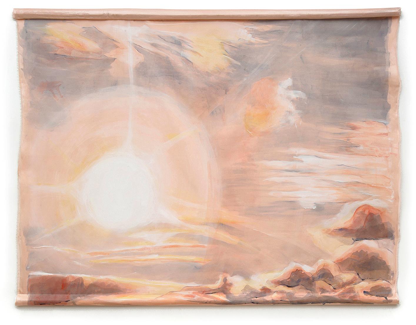 Orbe resplandeciente - Expresionismo contemporáneo Paisaje celeste - Tapiz de seda pintado