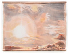 Orbe resplandeciente - Expresionismo contemporáneo Paisaje celeste - Tapiz de seda pintado