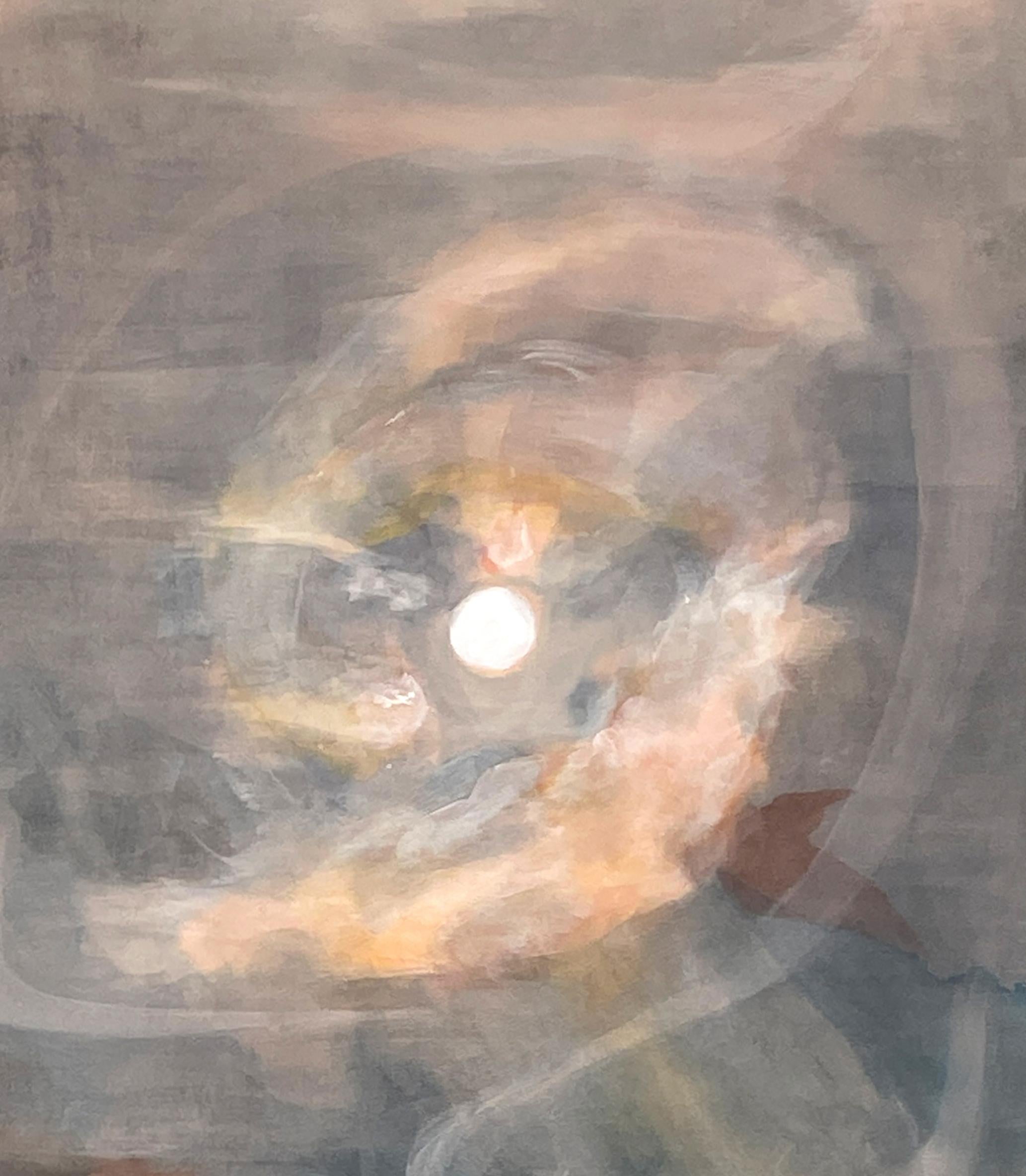 Twilight Moon - Pittura espressionista contemporanea del cielo su seta 2024 - Painting di Rose Fulbright