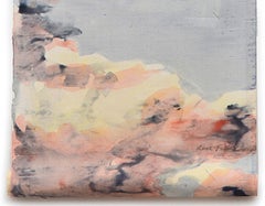 White Moon - Contemporary Expressionist Sky Scape Painted Silk Wall Hanging 2024
