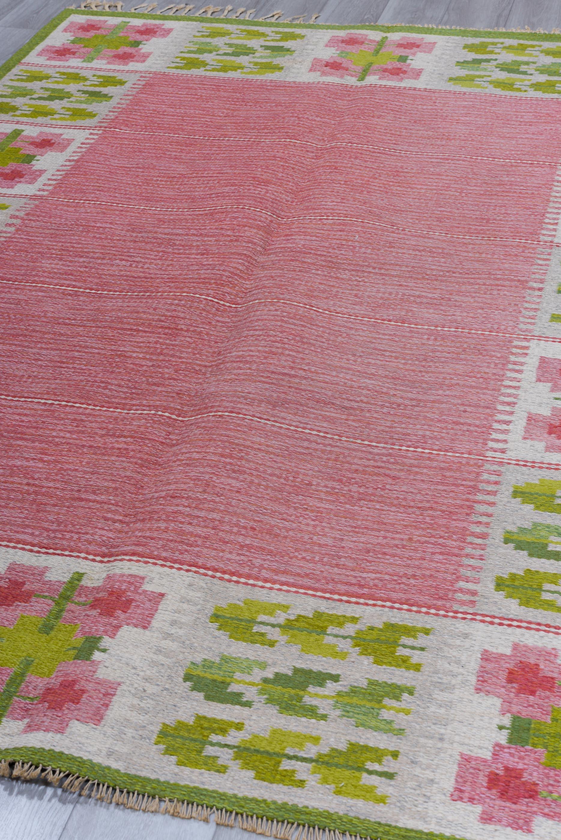 Kilim de jardin rose en vente 1