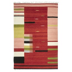 Rose Garden Rug, Hand Woven Wool Kilim