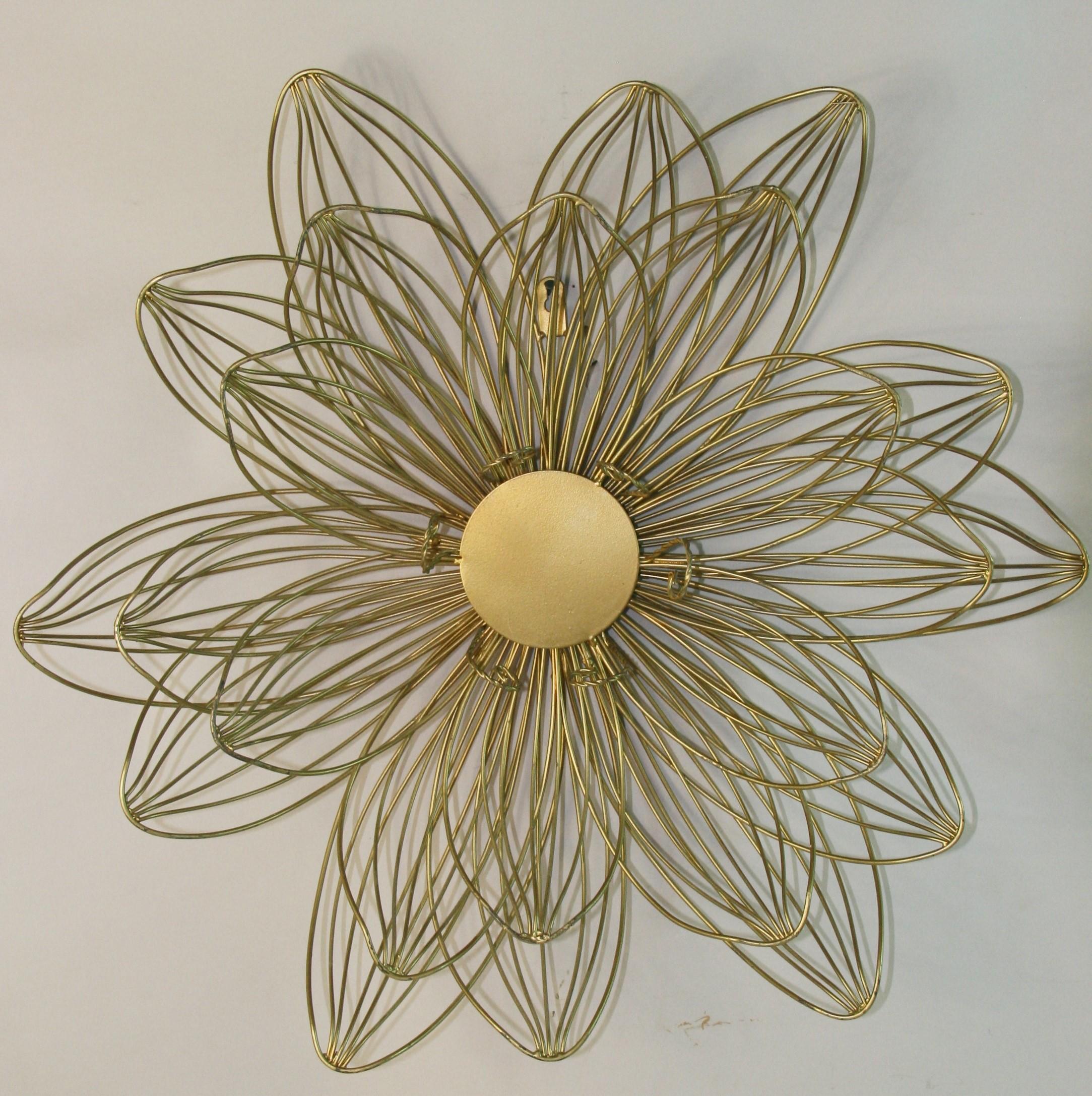 1833 Abstract gilt wire rose flower wall sculpture 
2 available priced individually