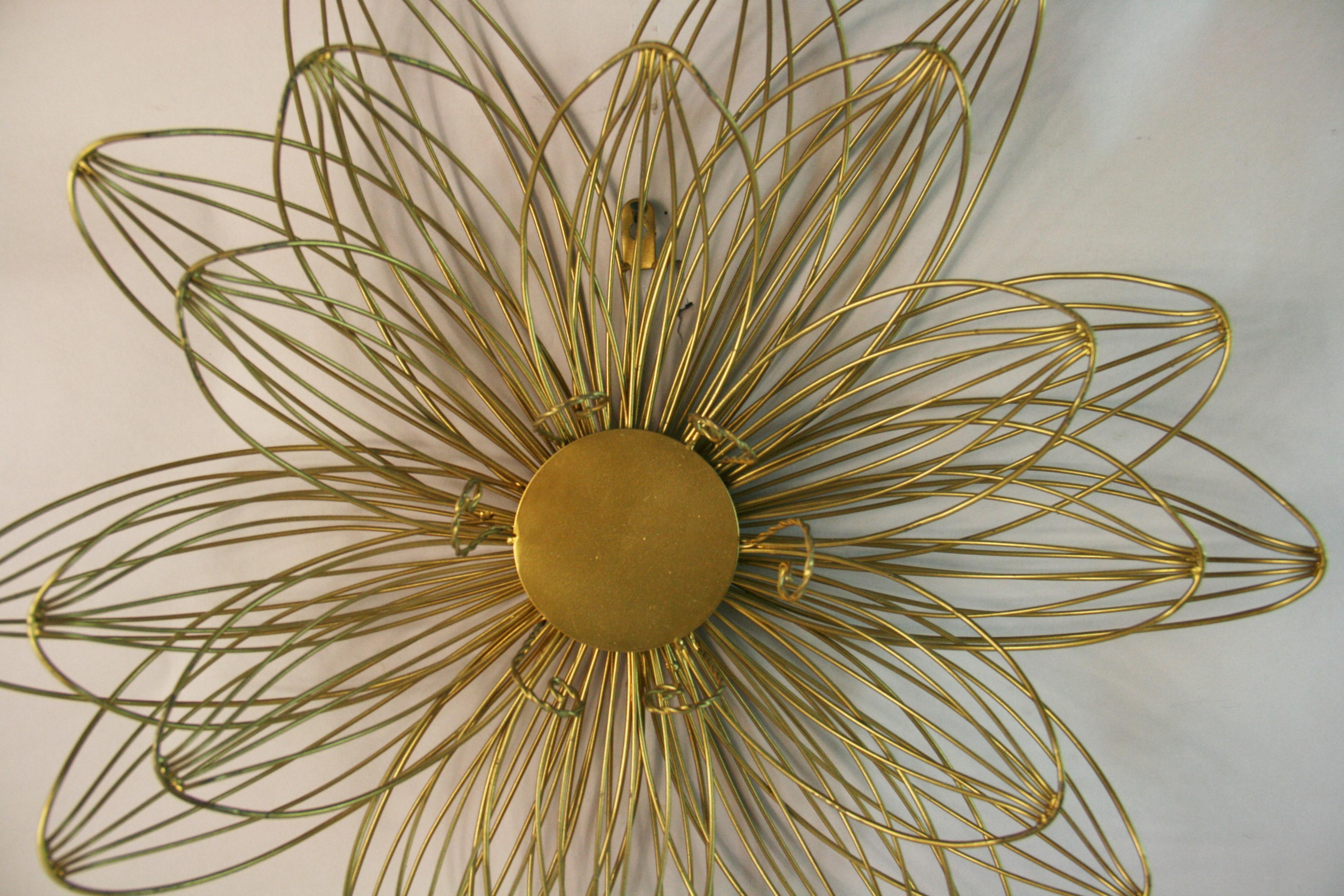 Rose  Gilt Wire Wall Sculpture (2 available) For Sale 1