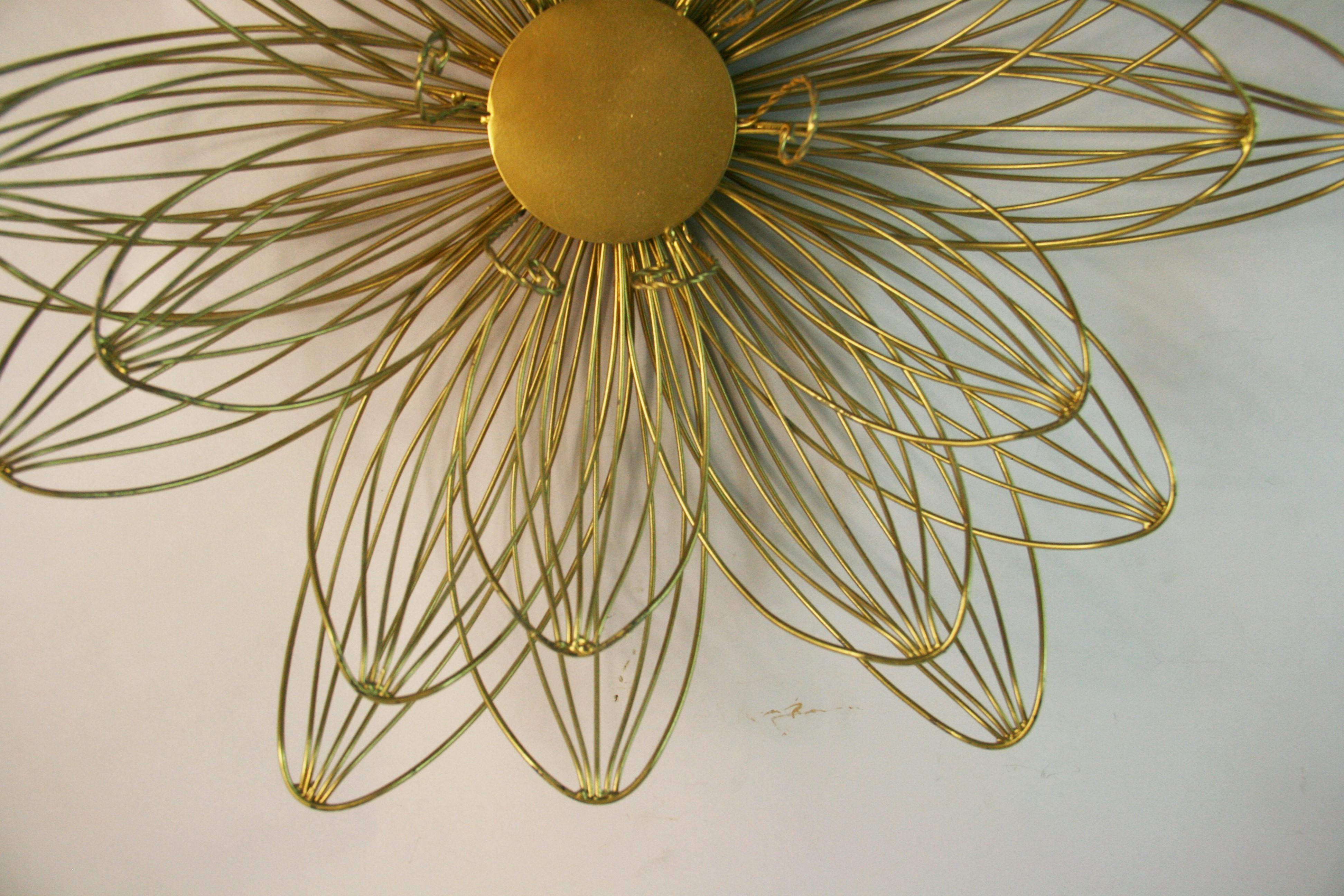 Rose  Gilt Wire Wall Sculpture (2 available) For Sale 2