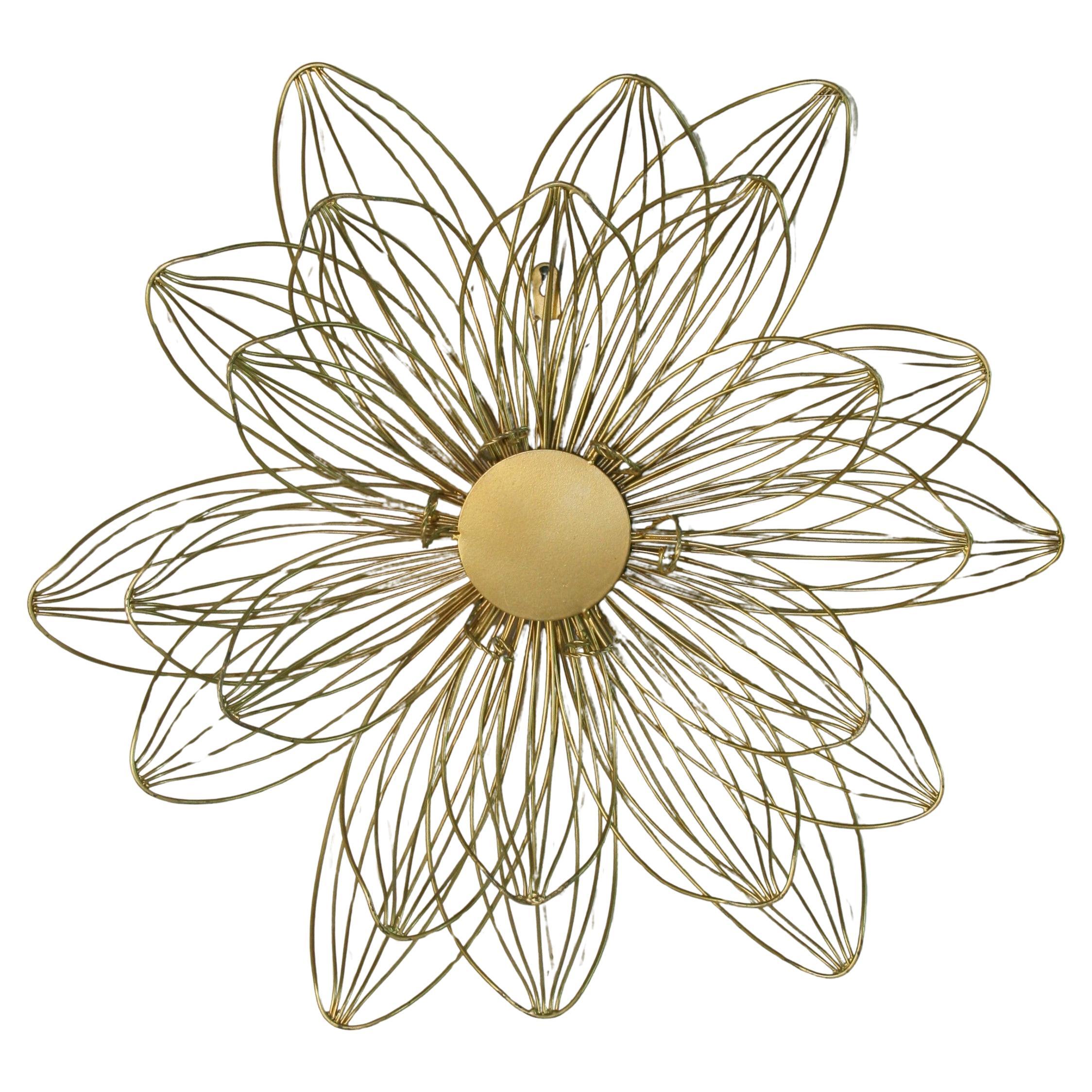 Rose  Gilt Wire Wall Sculpture (2 available) For Sale