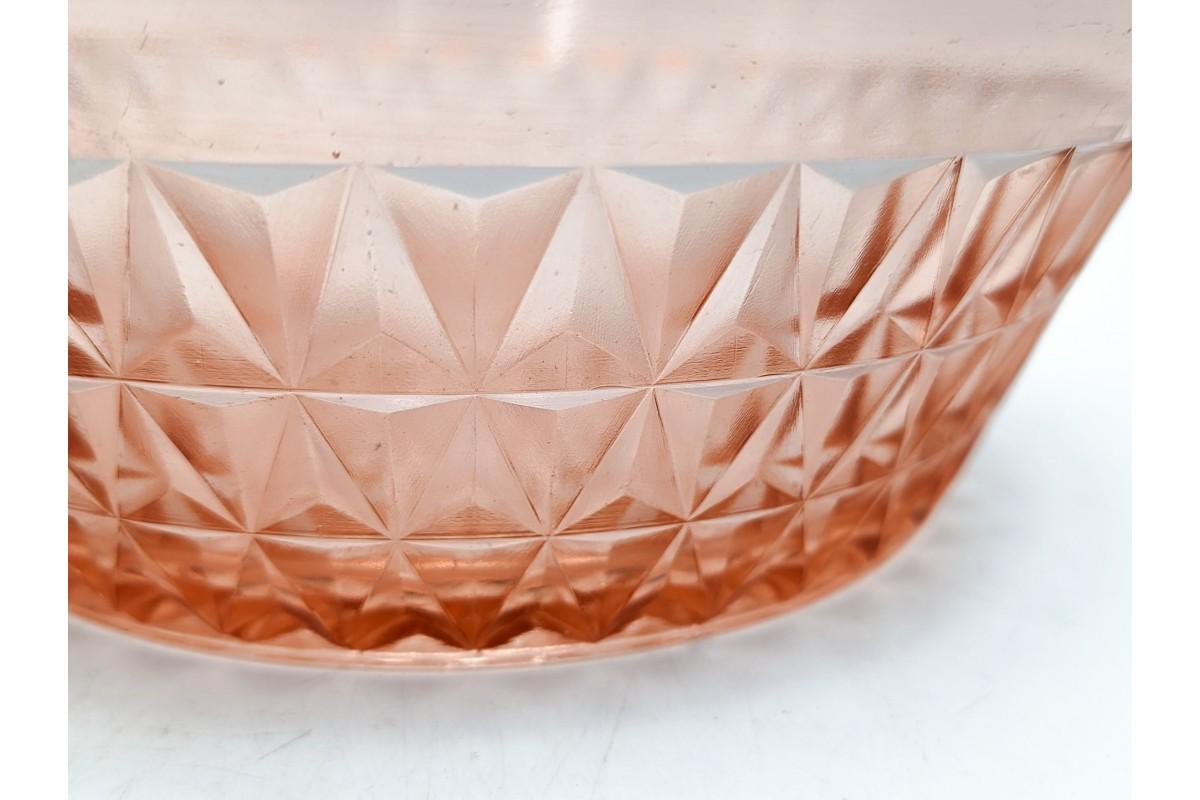 Mid-Century Modern Rose glass bowl, Poland 1970s. For Sale