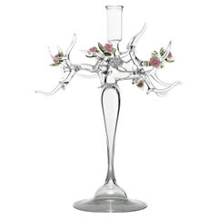 Rose Glass Candlestick by Simone Crestani