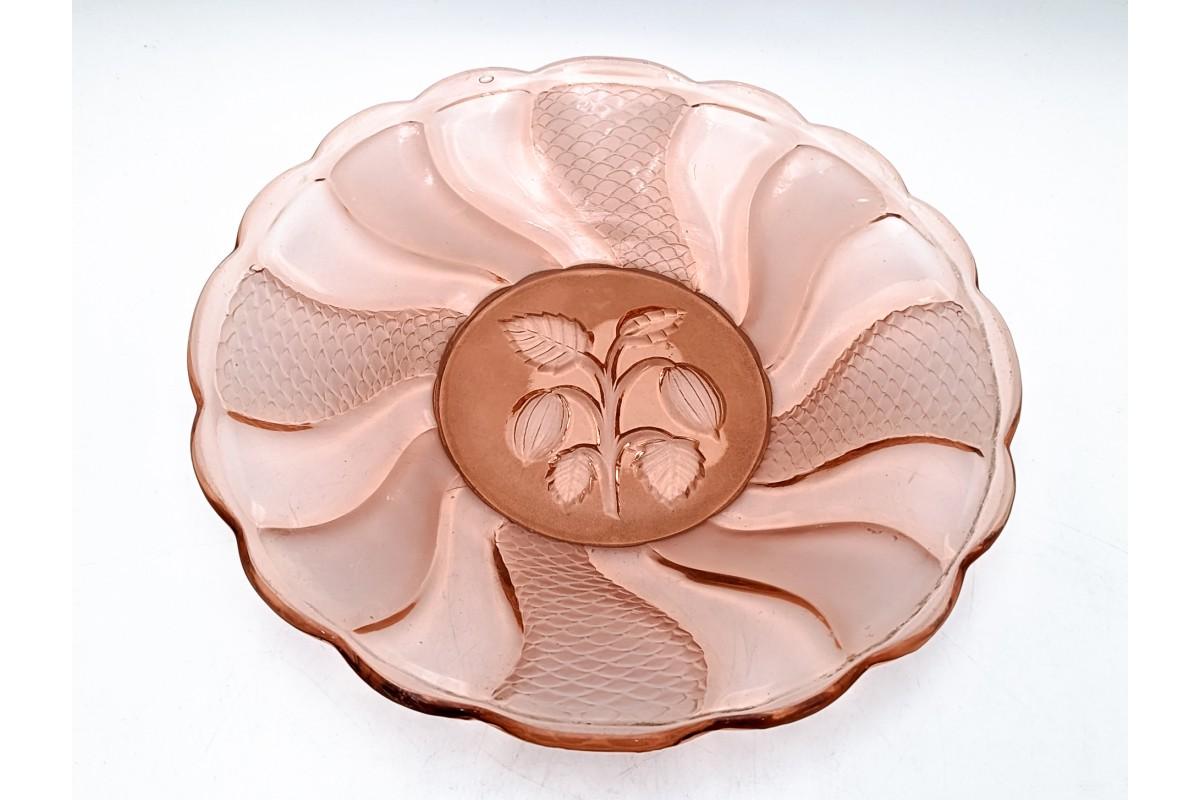 Polish Rose glass plate, Poland 1970s. For Sale