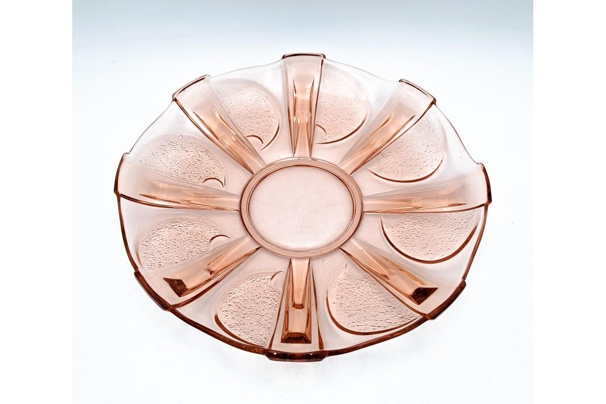 Polish Rose glass plate, Poland 1970s. For Sale