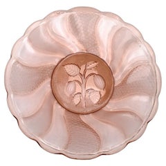 Rose glass plate, Poland 1970s.