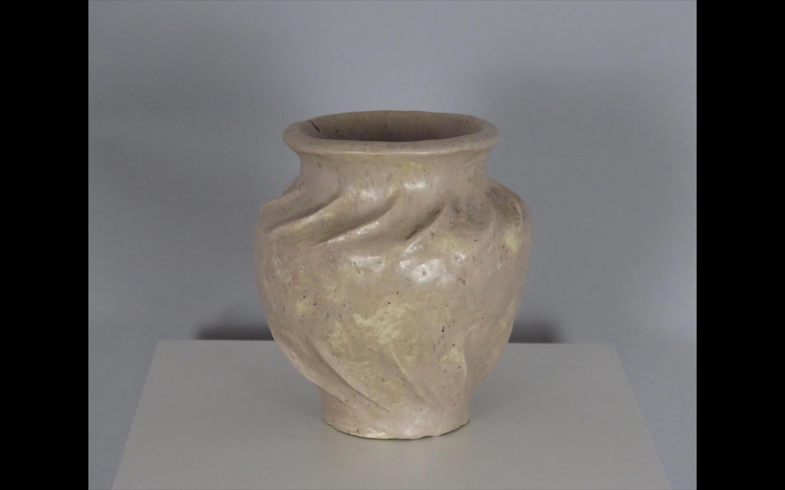 Mid-20th Century Rose Glazed Ceramic Vase, France For Sale