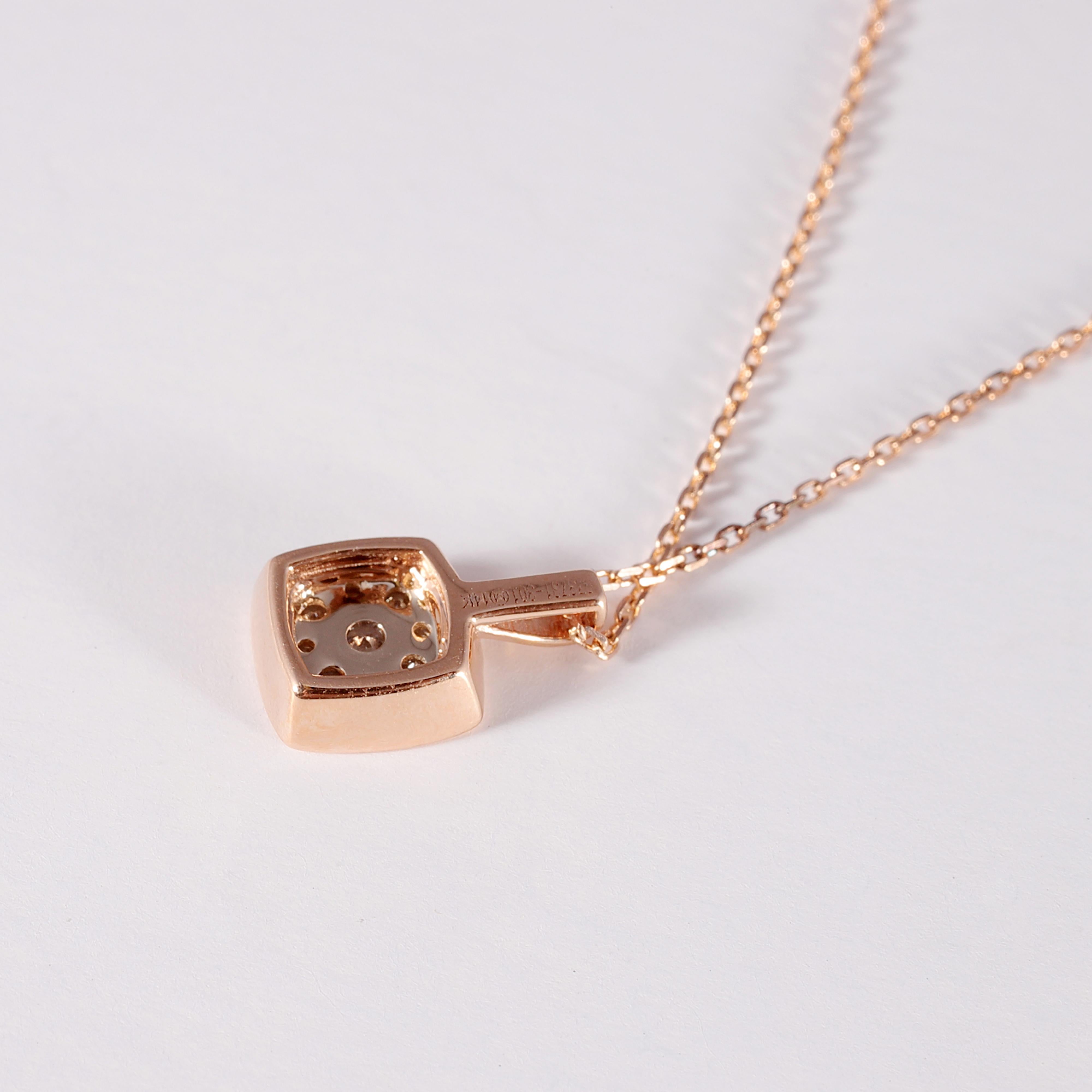 The warmth of the rose gold contrasts perfectly with the 0.19 carats of white diamonds!  Wear this beauty alone or layer it with other necklaces for two different looks!