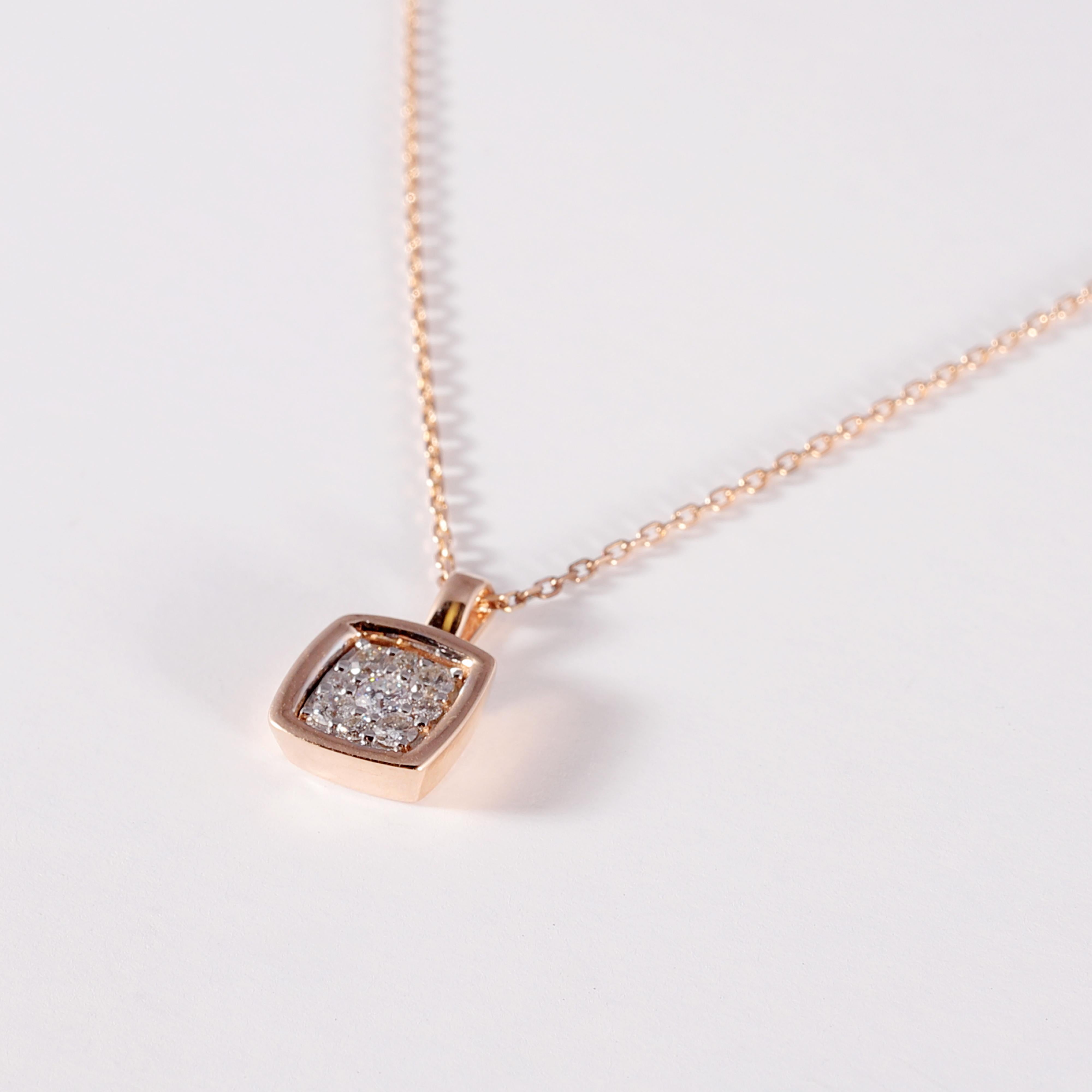 Women's or Men's Rose Gold 0.19 Carat Diamond Necklace For Sale