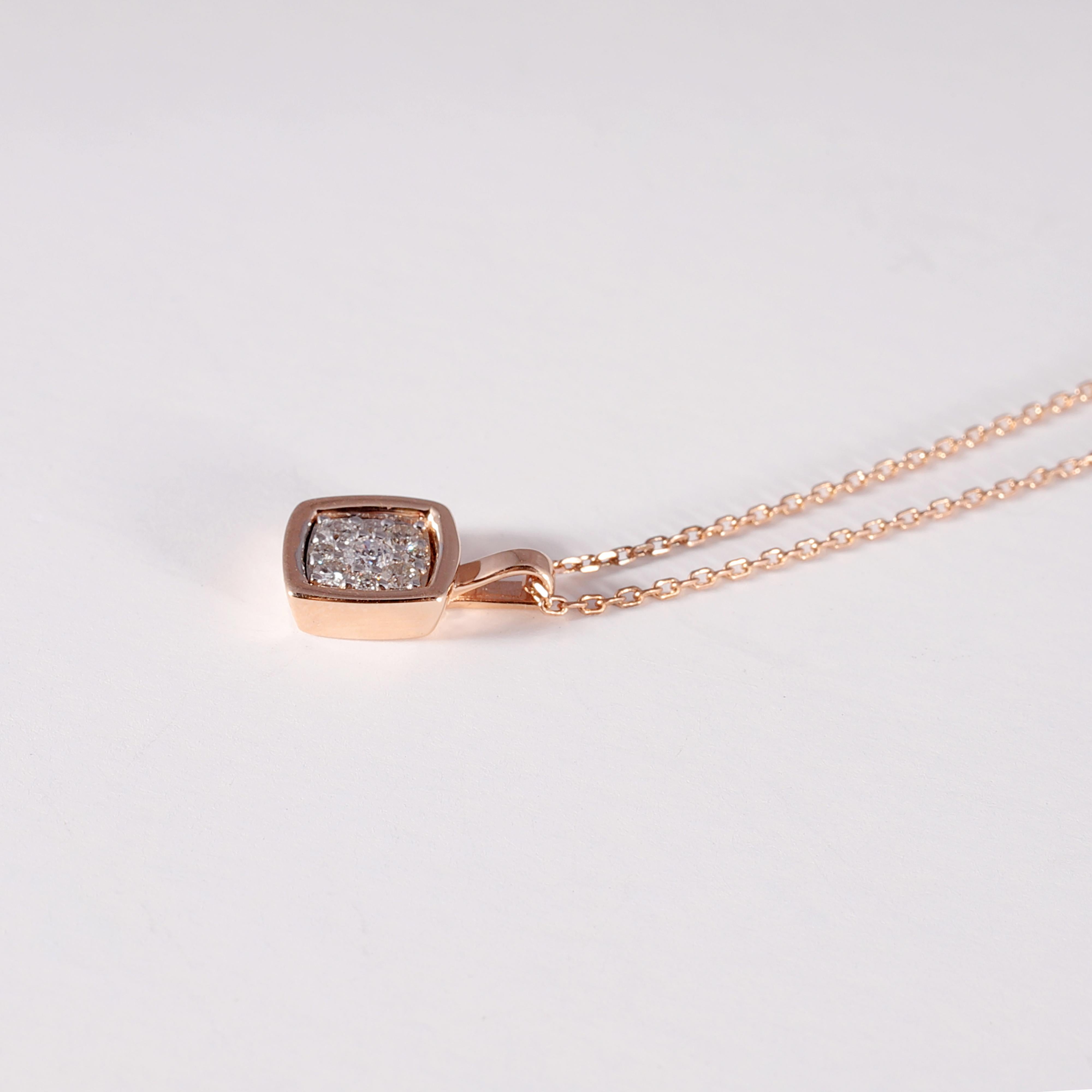 Rose Gold 0.19 Carat Diamond Necklace For Sale 1