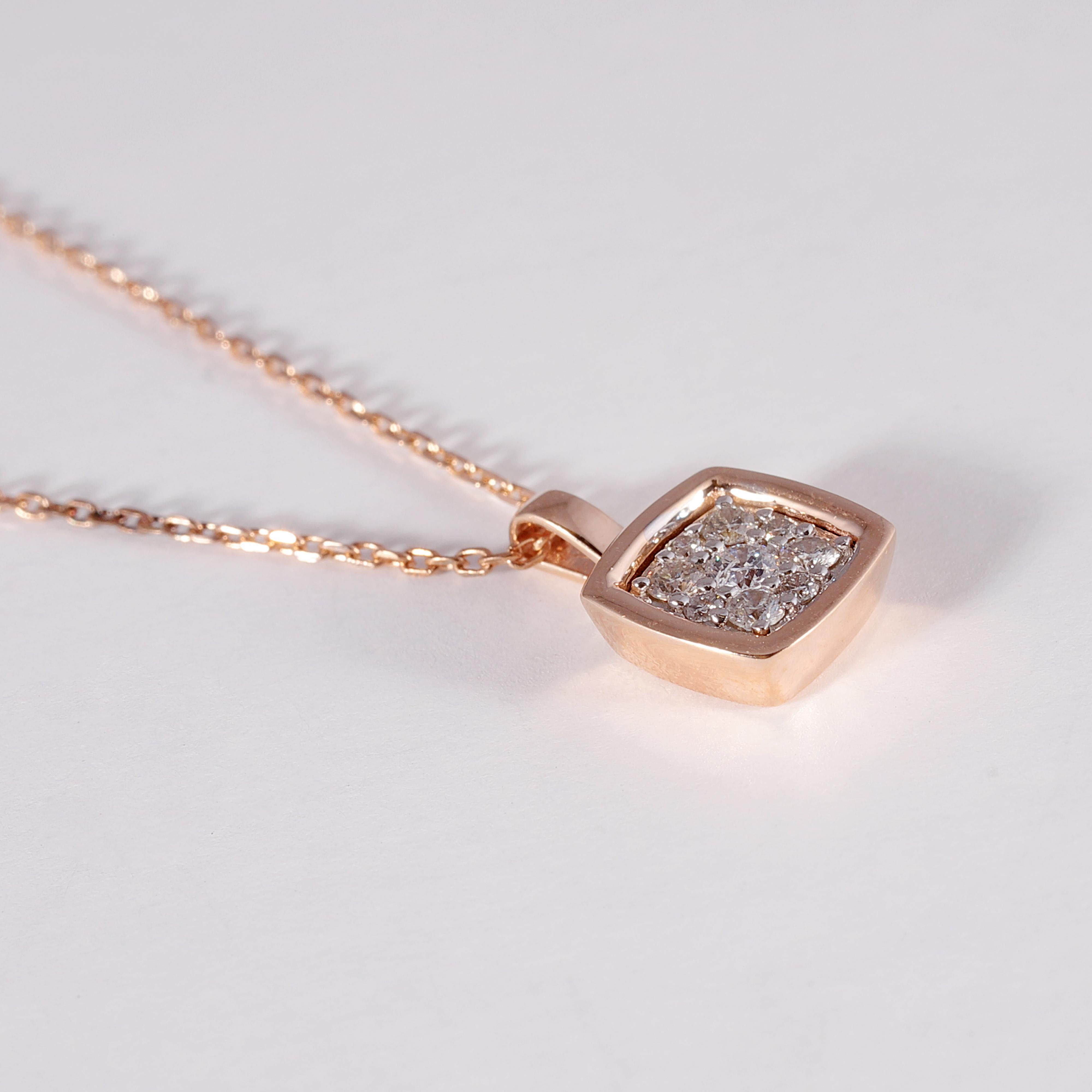 Rose Gold 0.19 Carat Diamond Necklace For Sale 2