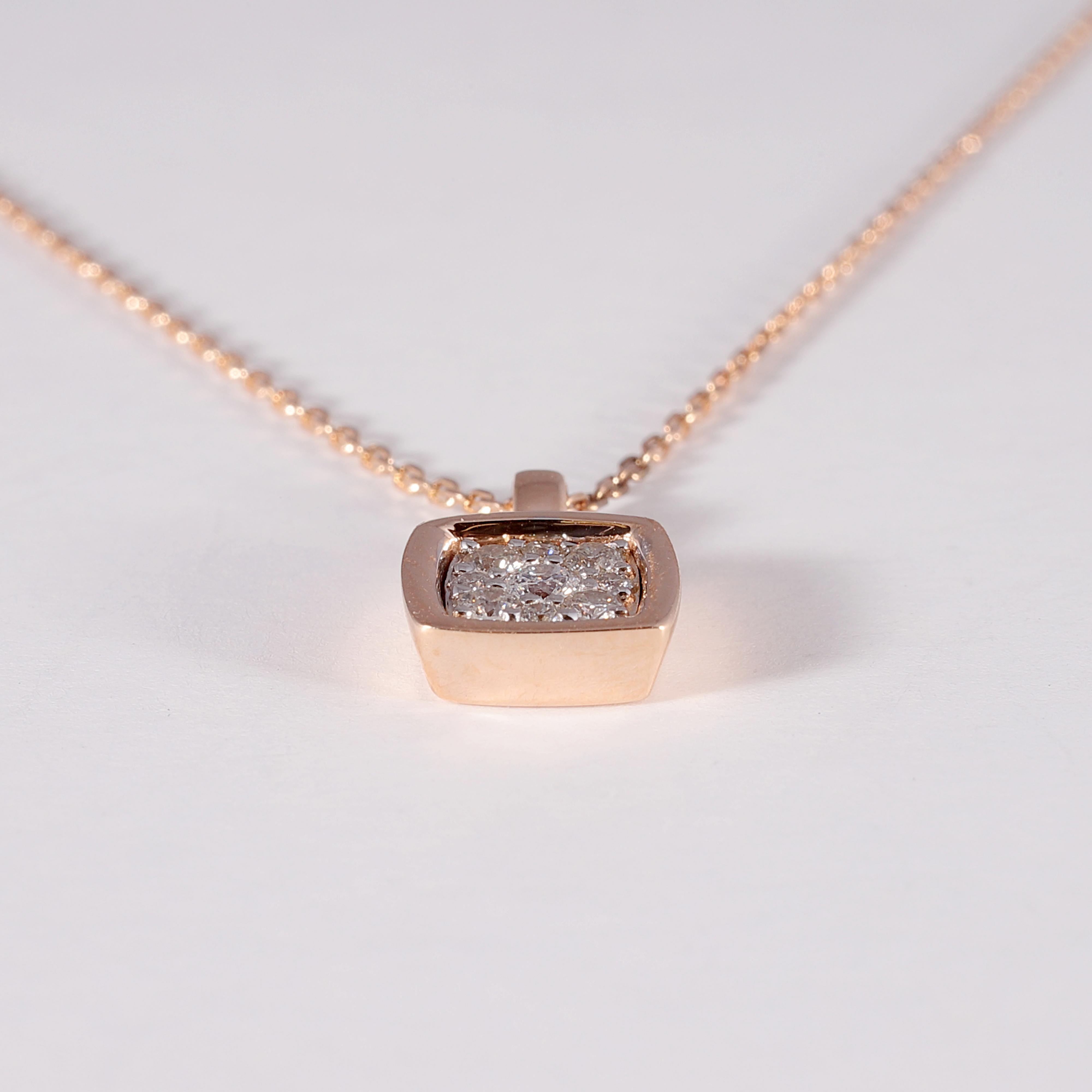 Rose Gold 0.19 Carat Diamond Necklace For Sale 3