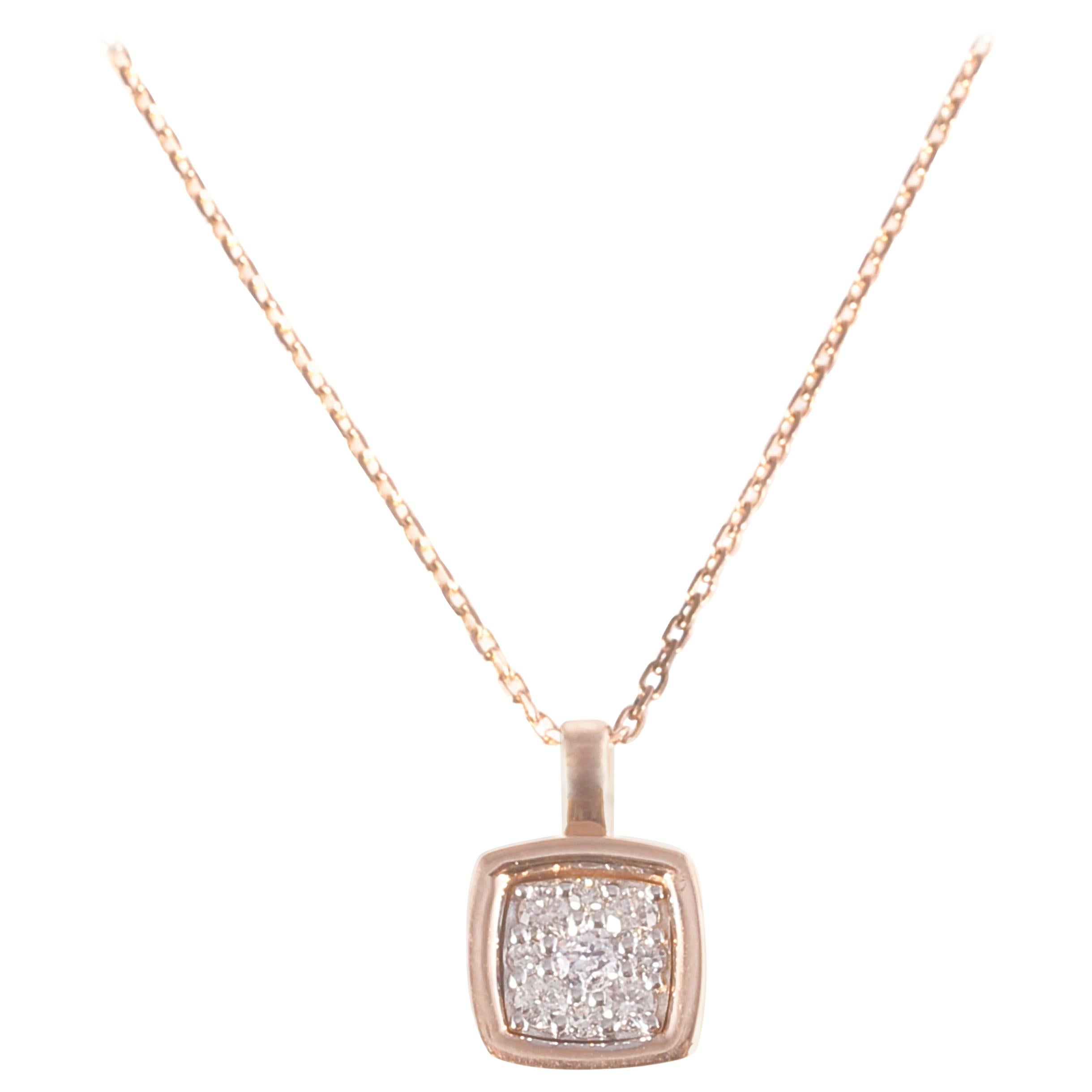 Rose Gold 0.19 Carat Diamond Necklace For Sale