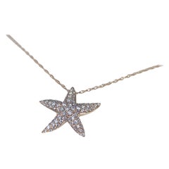 Rose Gold 0.32 Carat Diamond Studded Starfish Nautical Necklace