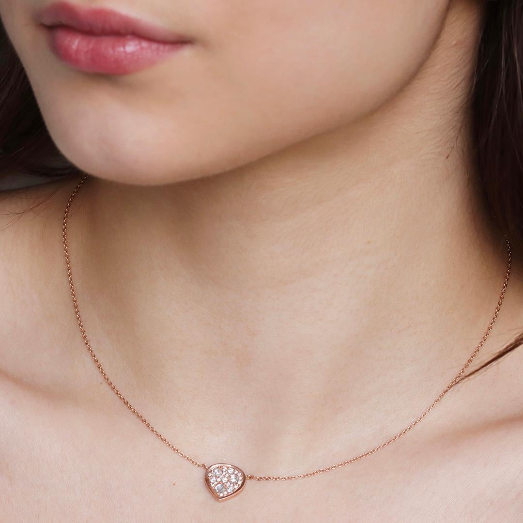 Artist Rose Gold 0.51 ct. White Brilliant- and Rose-Cut Diamond Pave Pendant Necklace For Sale