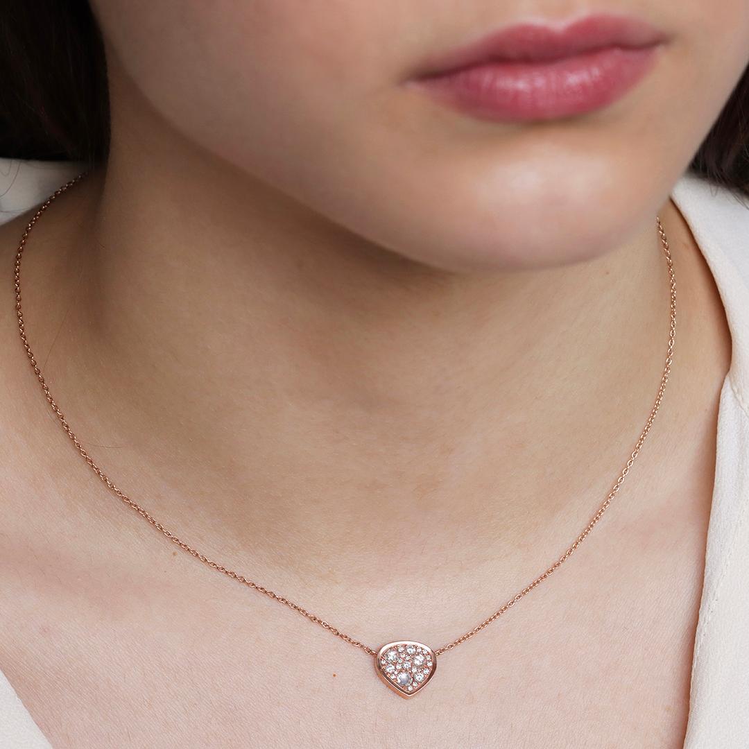 Rose Gold 0.51 ct. White Brilliant- and Rose-Cut Diamond Pave Pendant Necklace For Sale 7