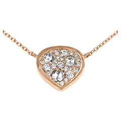 Or rose 0,51 carat Collier pendentif en diamants blancs brillants et taillés en rose